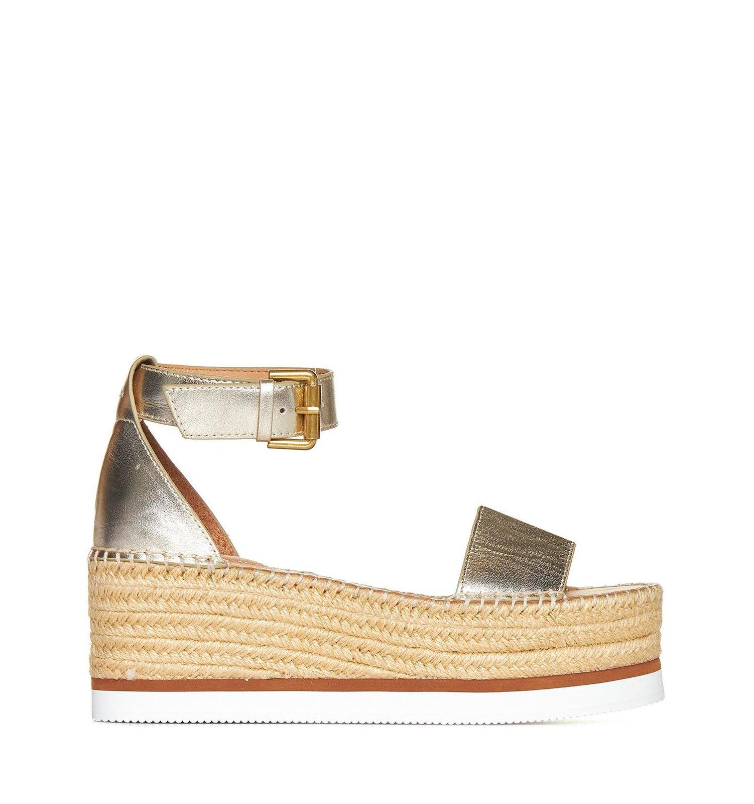 Shop See By Chloé Buckle Strap Platform Sandals In Platino