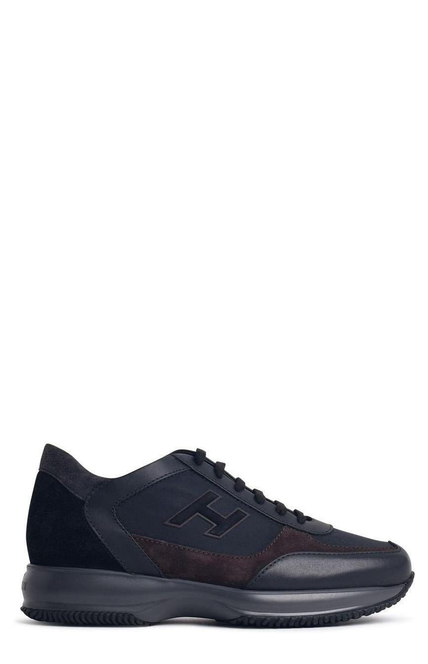 Shop Hogan Panelled Lace-up Sneakers In V Nero