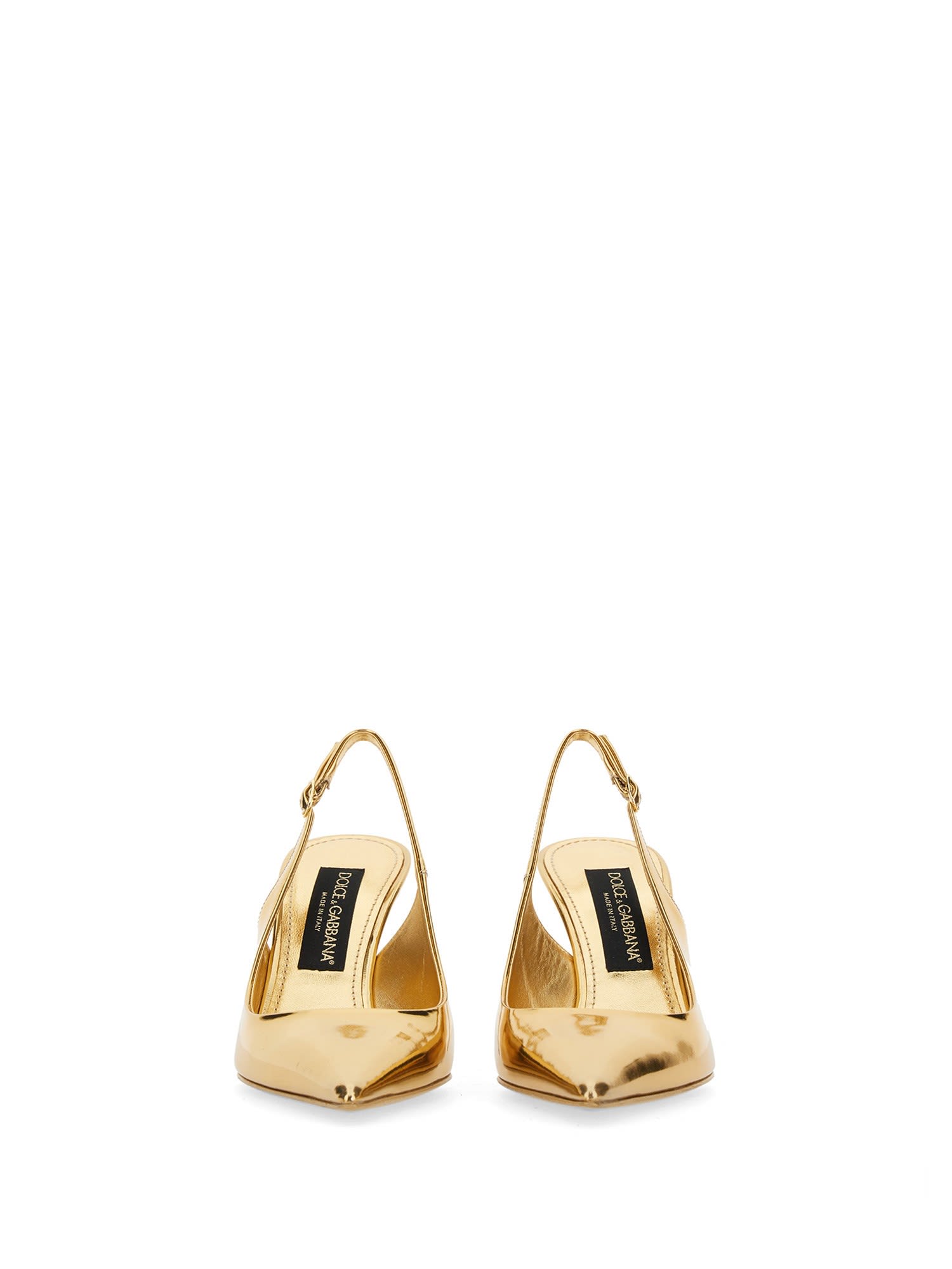 Shop Dolce & Gabbana Leather Sling Back In Golden