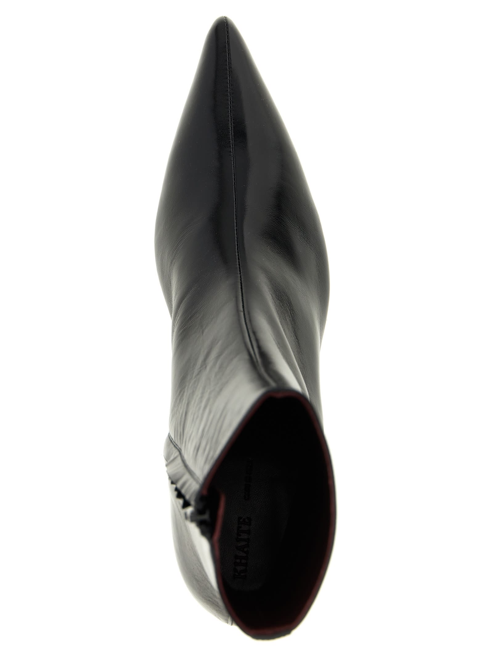 Khaite Arizona Pointed-toe Calf Leather Ankle Boots In Black