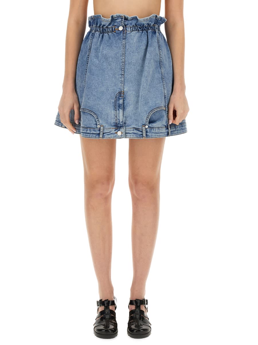 Shop M05ch1n0 Jeans Mini Full Skirt In Denim