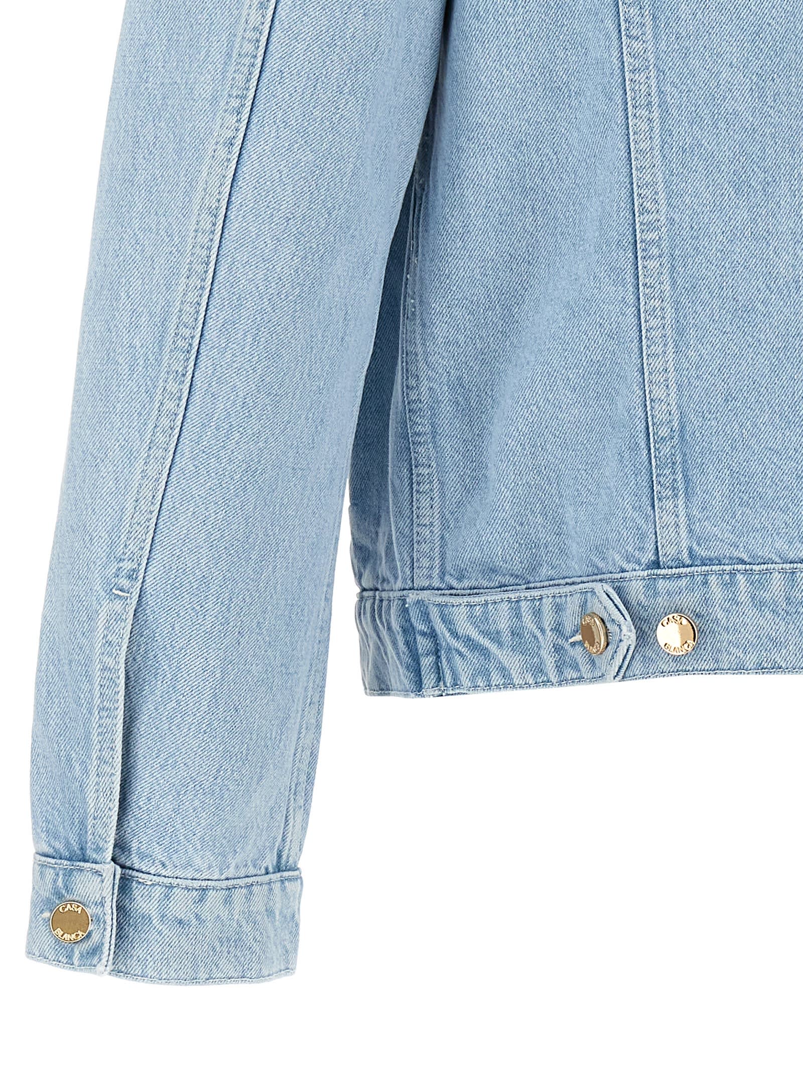 Casablanca Embroidered Motif Casual Jackets And Parka Light Blue In Light Blue