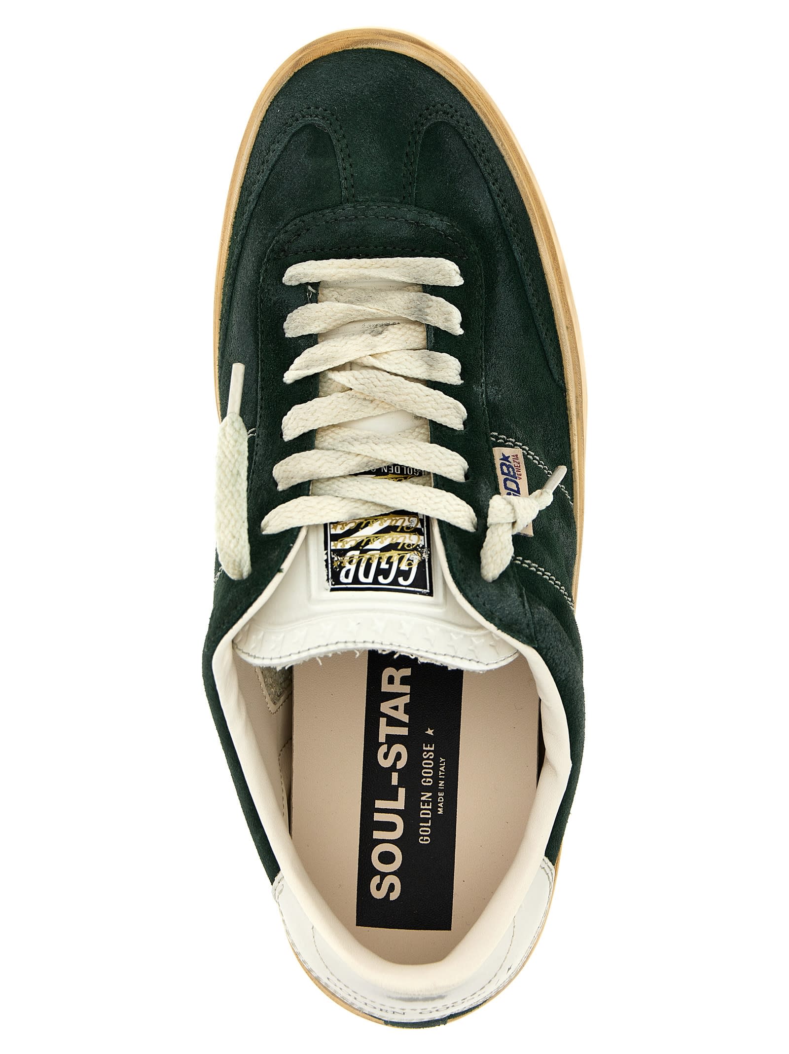 Golden Goose Soul Star Suede Linguetta E Tallone Pelle In Green/milk
