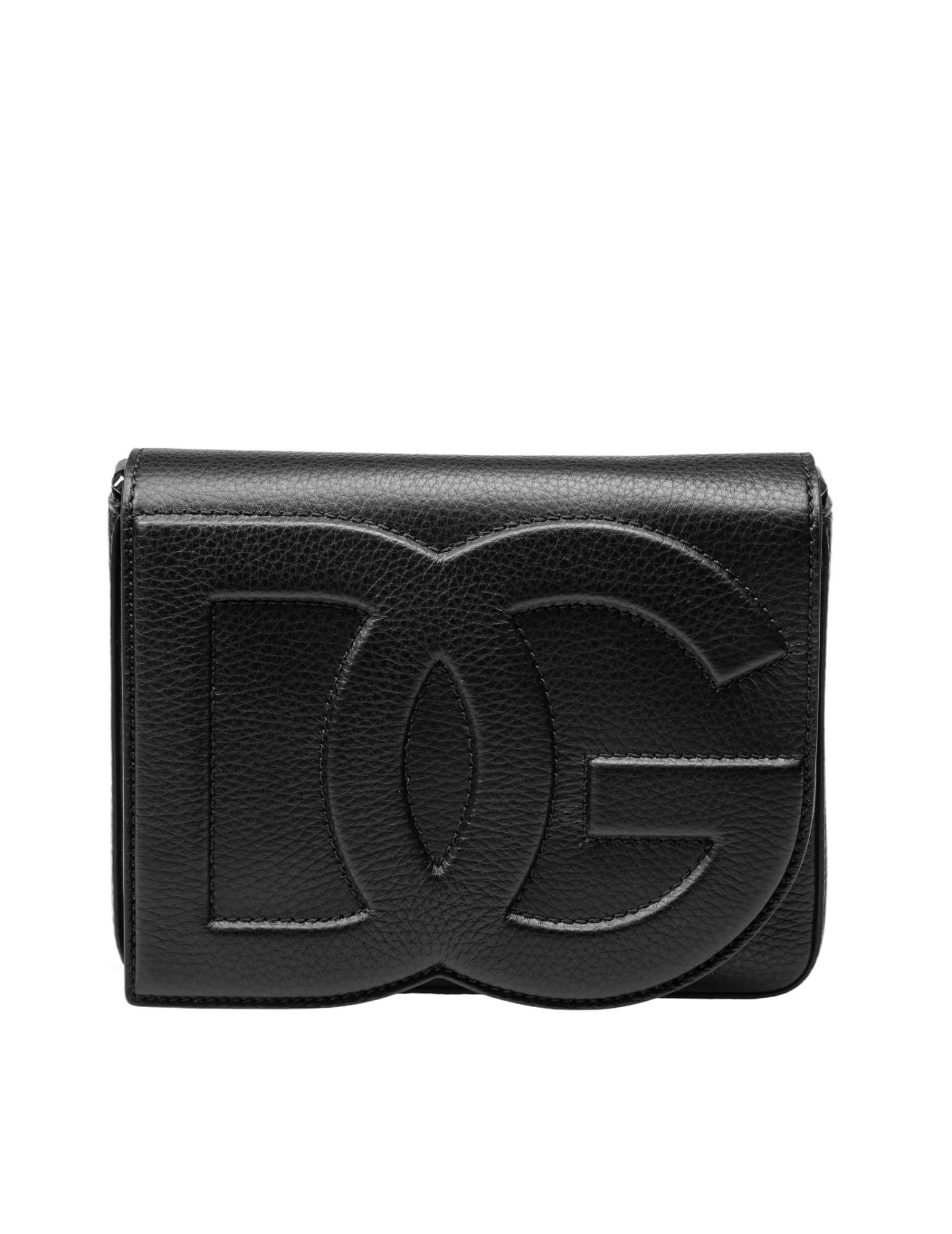 Shop Dolce & Gabbana Black Deer Leather Shoulder Bag