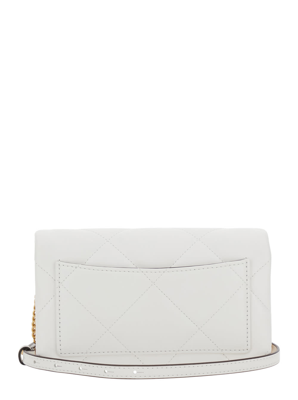 Tory Burch White Diamond-quilted Crossbody Bag With Double T Detail On The Front In Leather Woman