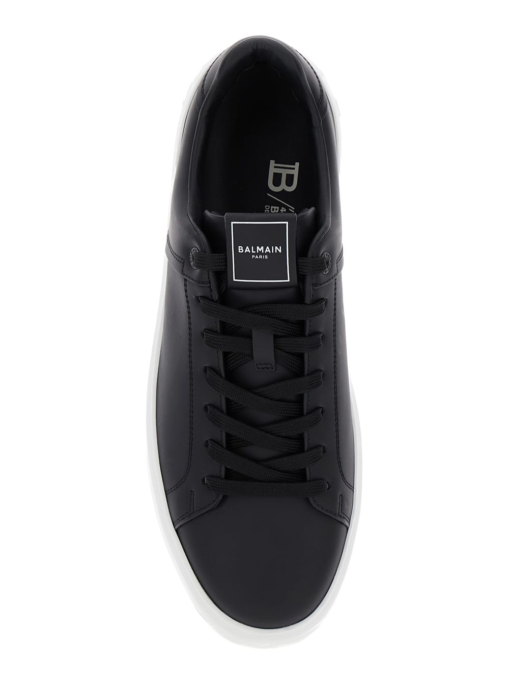 Shop Balmain B-court Black Low Top Sneakers With Logo Patch In Leather Man