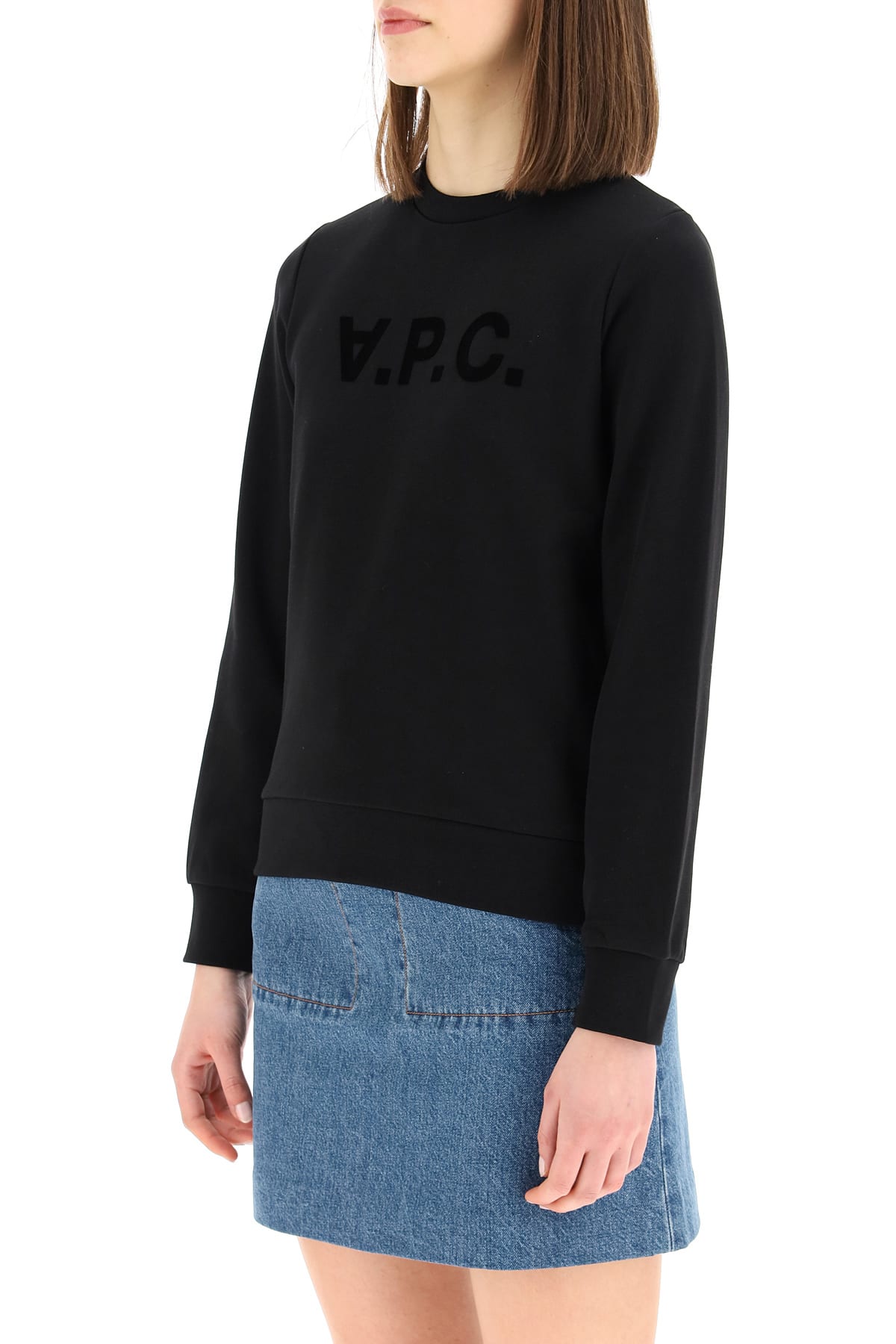 Shop Apc V.p.c. Flock Logo Sweatshirt In Black