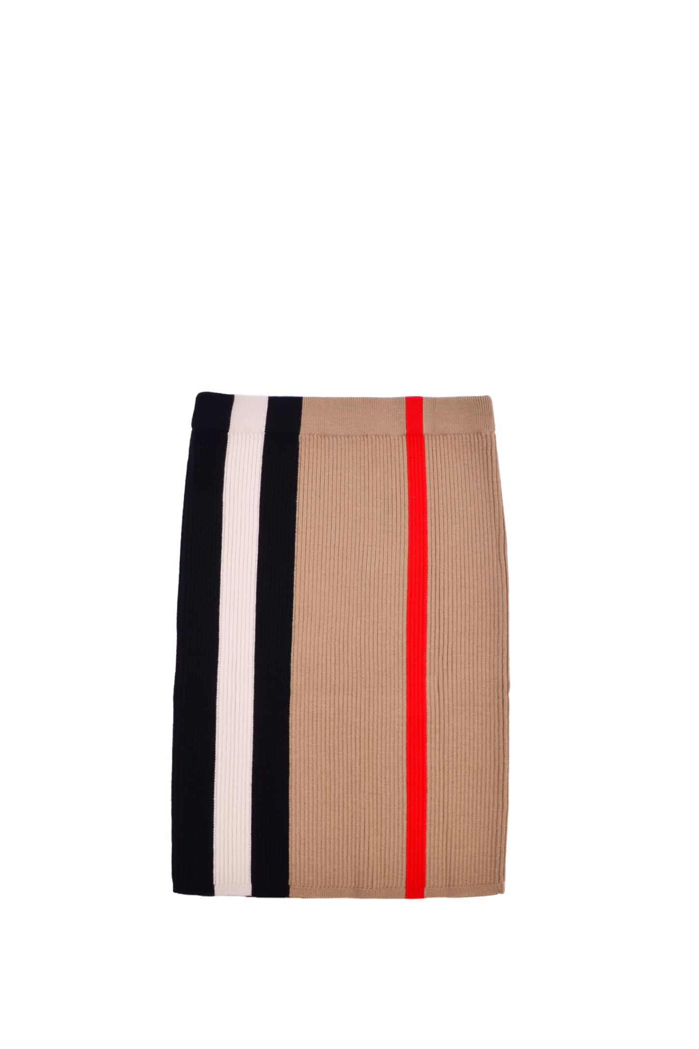 Burberry Ribbed Wool Skirt With Stripe Pattern