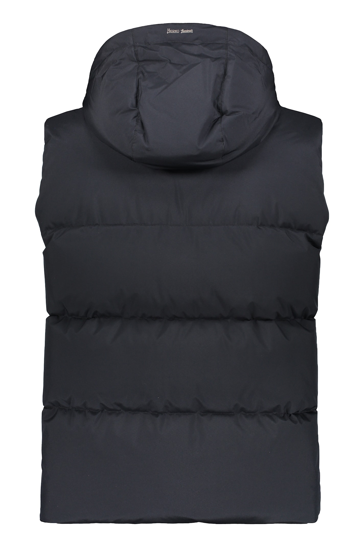 Herno Hooded Full-zip Down Vest In Black