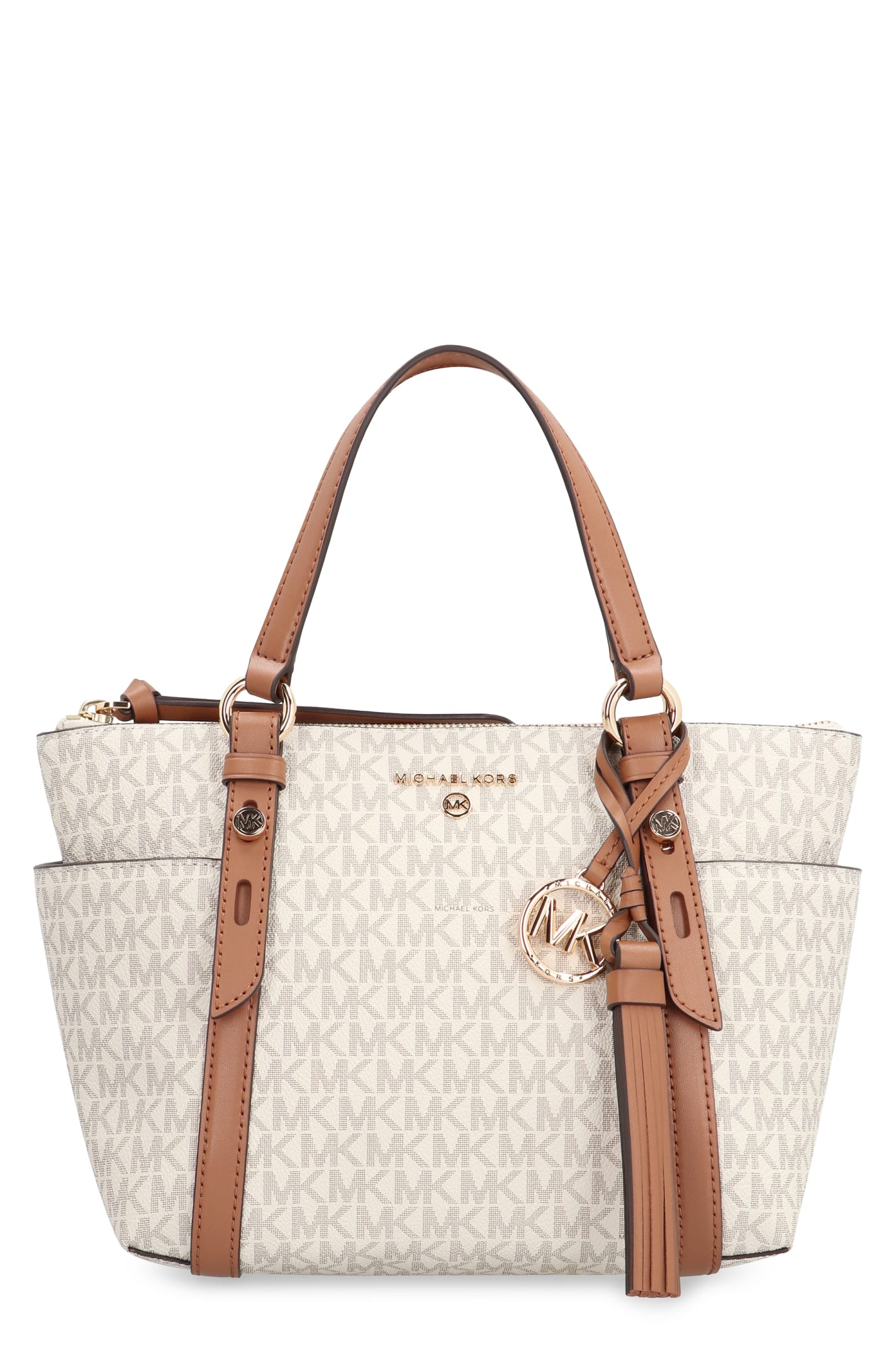 Shop Michael Michael Kors Sullivan Coated Canvas Tote In Panna