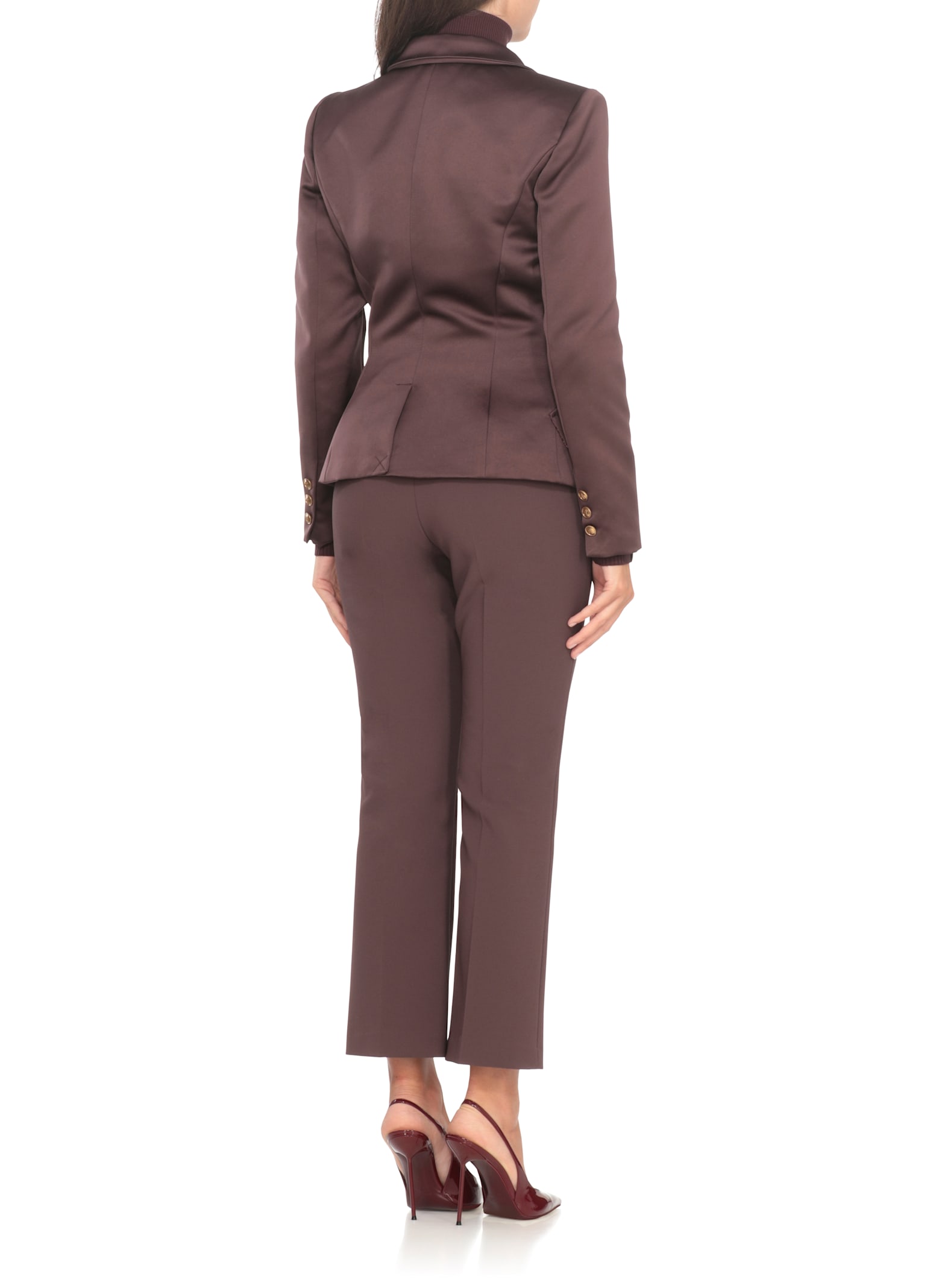 Elisabetta Franchi Duchesse Blazer With Jewel Buttons In Purple