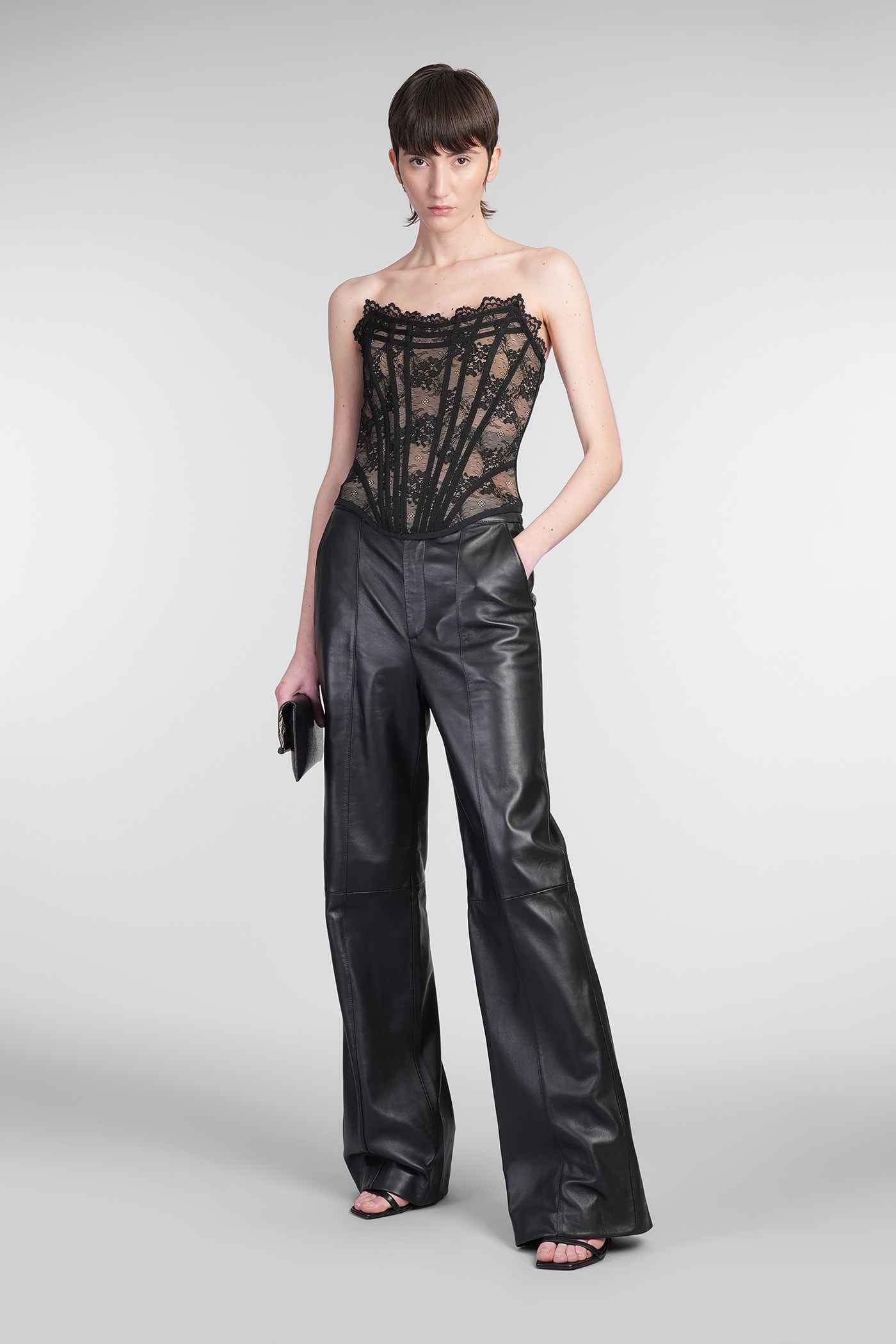 Giuseppe Di Morabito Pants In Black Leather In Black