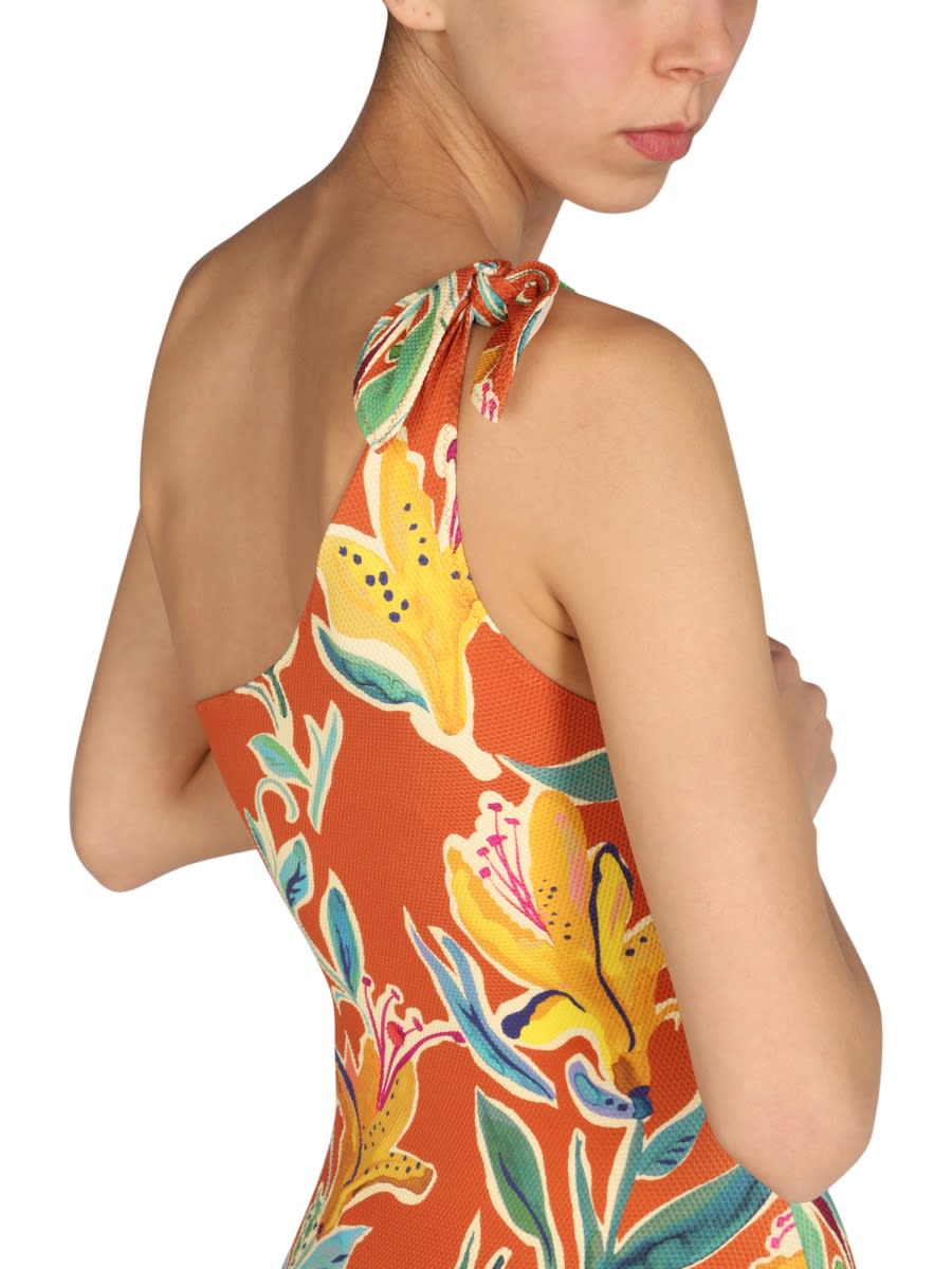 Shop La Doublej Goddess One-piece Swimsuit In Multicolour