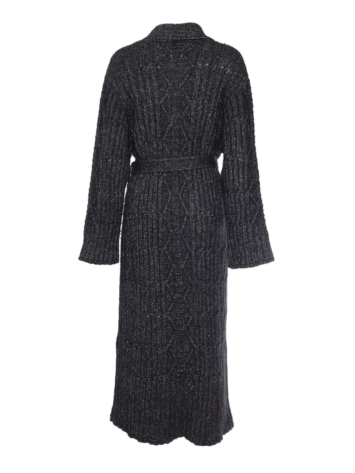 Shop Alberta Ferretti Ribbon Long Cardigan In Grey