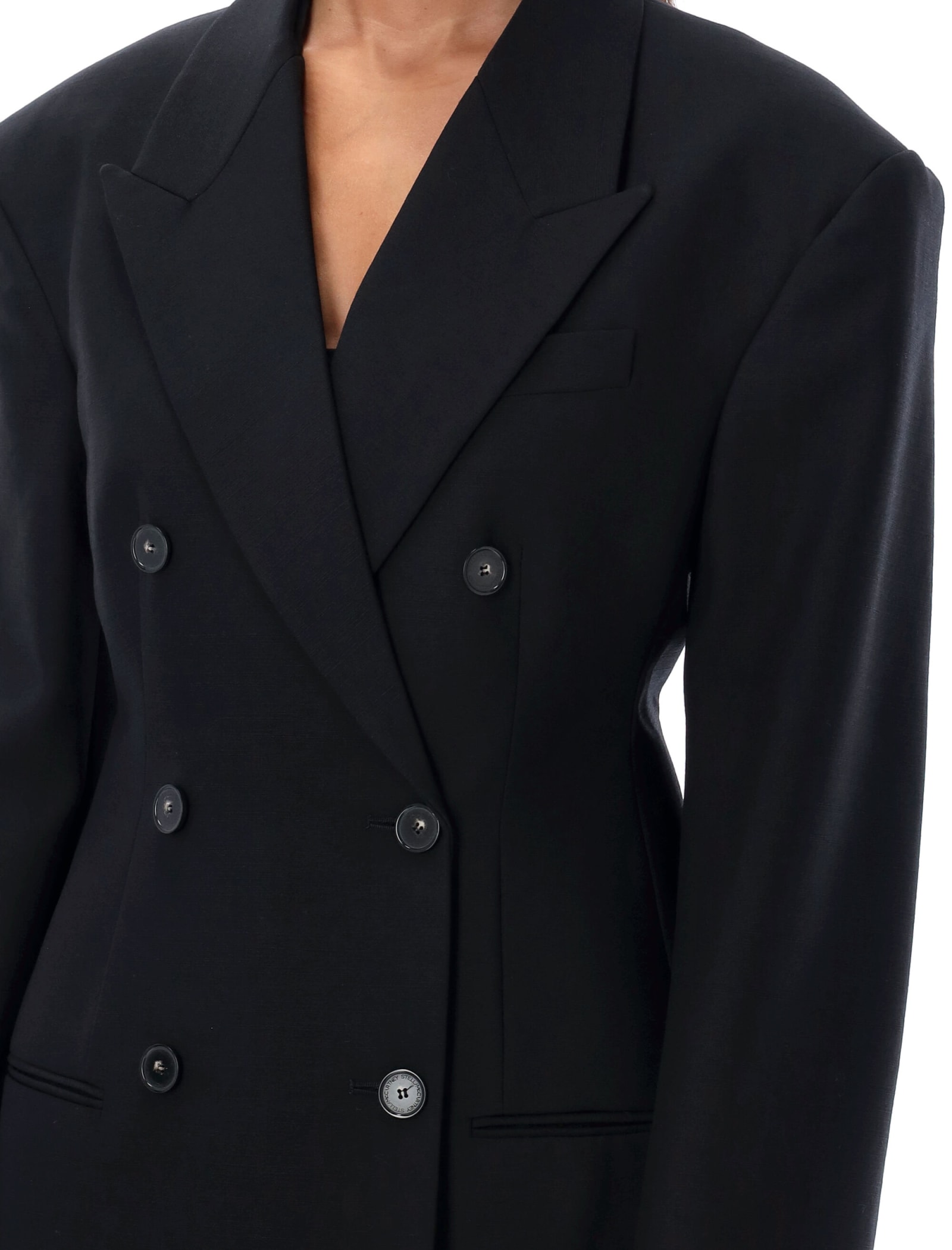 Shop Stella Mccartney Moulded Double Breast Jacket In Black