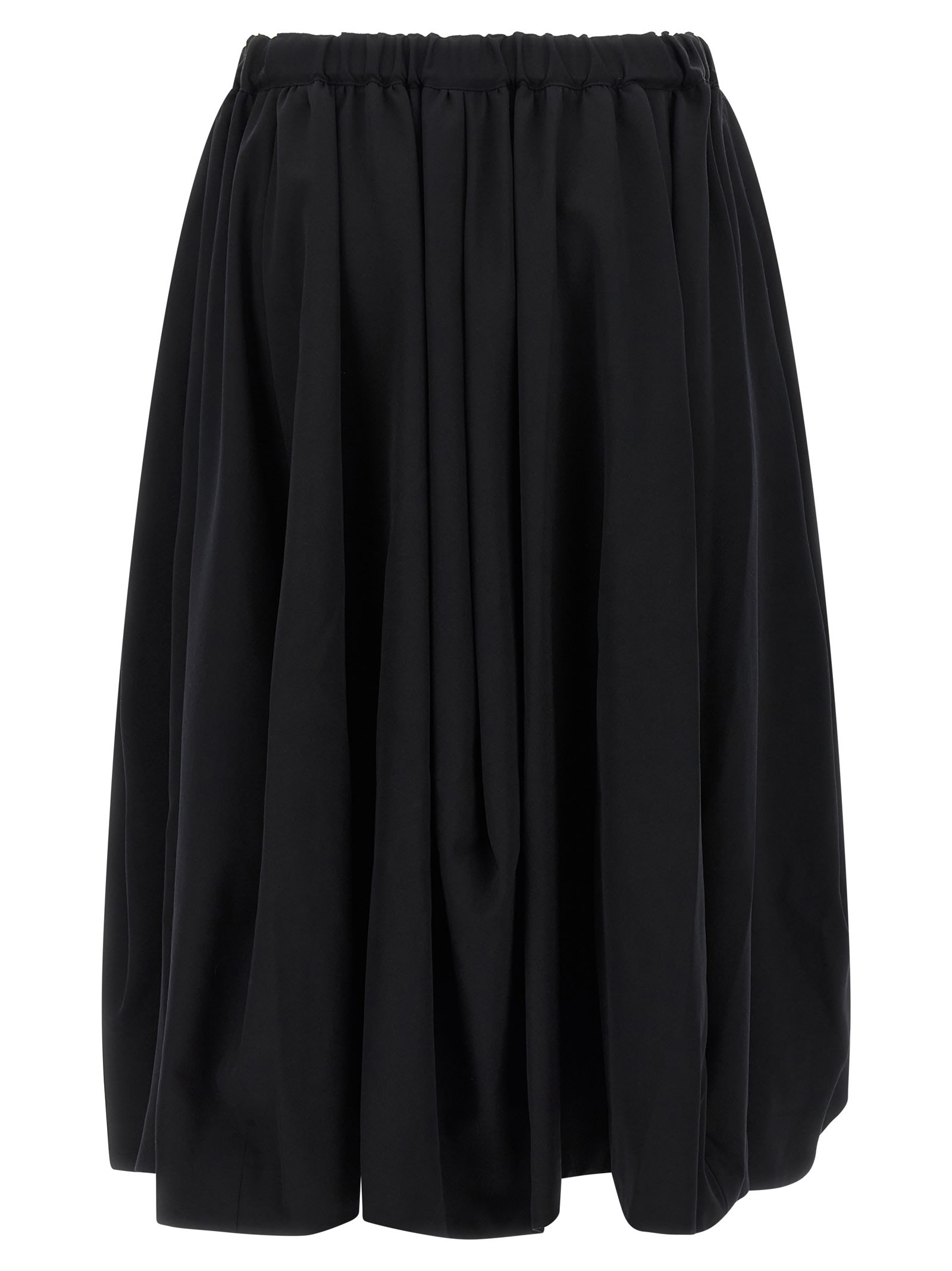 Comme Des Garçons Soft Pleated Skirt Elastic Waistband In Black