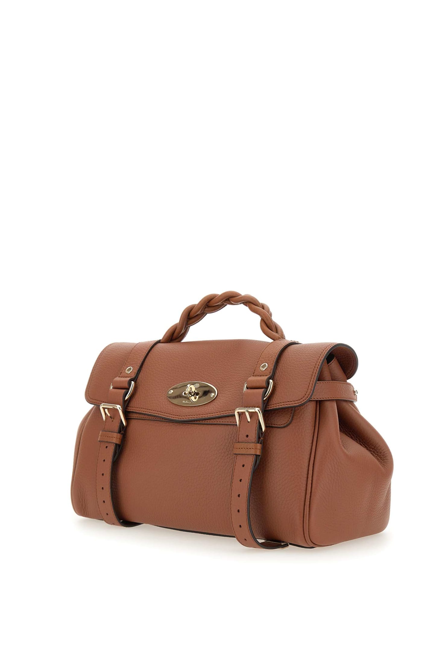 Shop Mulberry Alexa Heavy Grain Leather Bag In Chestnut