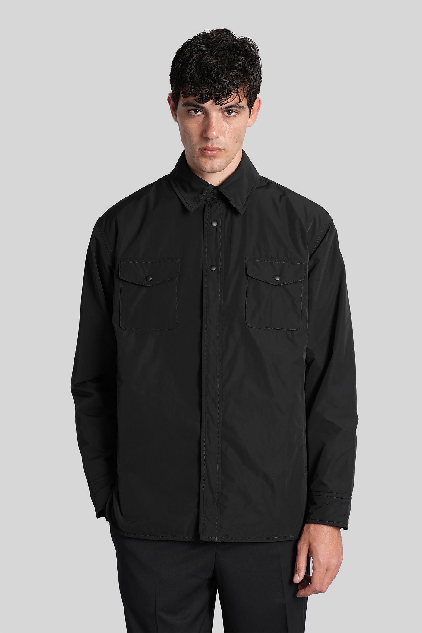 Aspesi Giles Casual Jacket In Black Polyester In Black