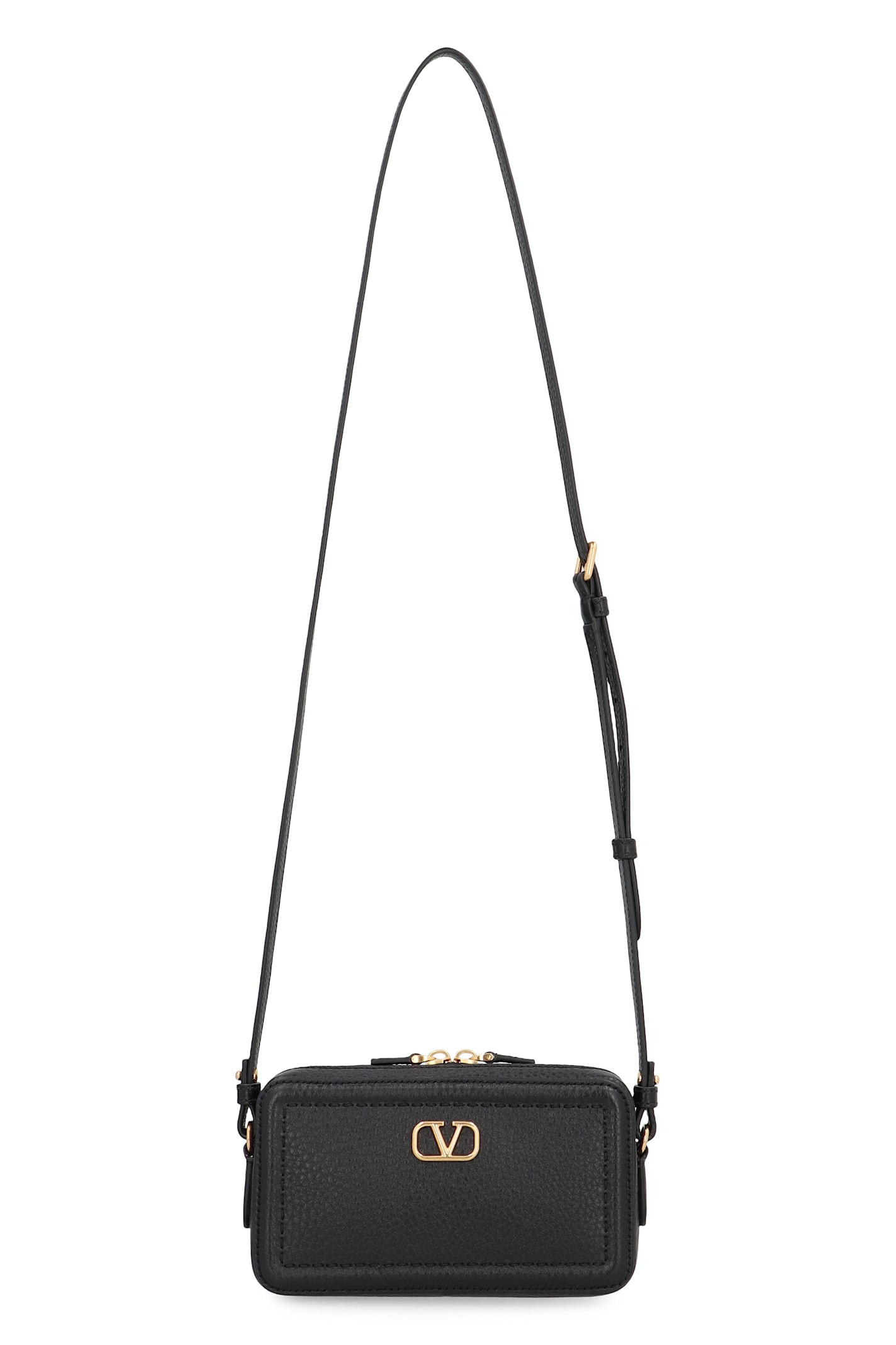 Valentino Garavani Alltime Leather Mini Crossbody Bag In Black