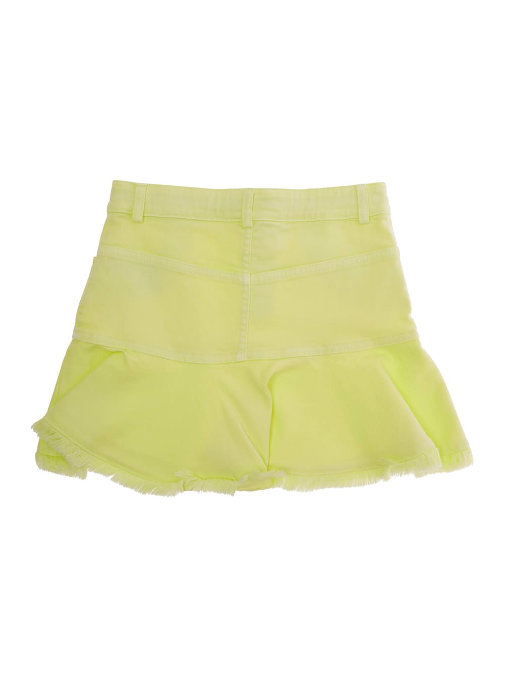 Fendi Yellow Skirt With Tonal Logo Embroidery On The Front And Fringed Hem In Cotton Blend Girl In Yellow