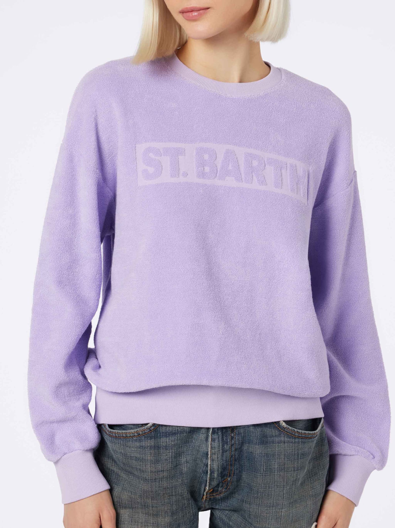 Shop Mc2 Saint Barth Woman Lilac Terry Cotton Stardust Sweatshirt In Pink