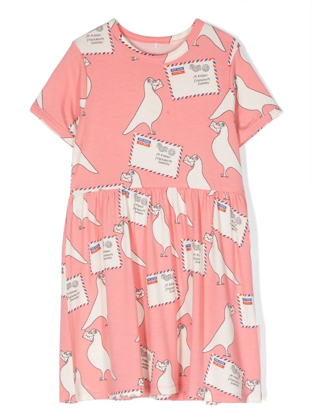 Mini Rodini Printed Dress In Pink