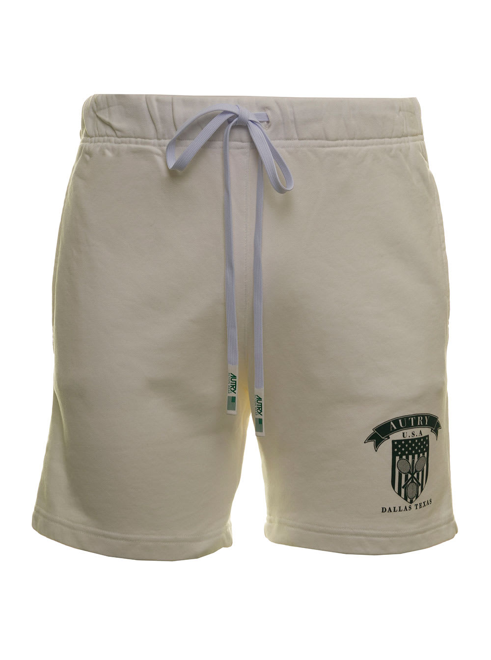 Autry Mans White Jersey Shorts With Logo Print
