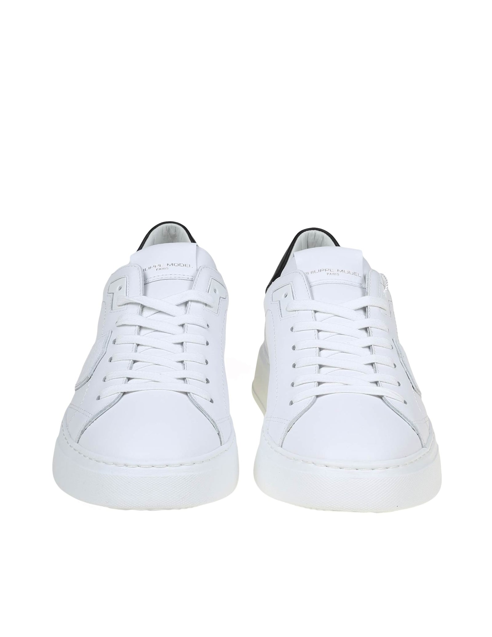 Philippe Model Temple White Black Leather Sneaker In White/black
