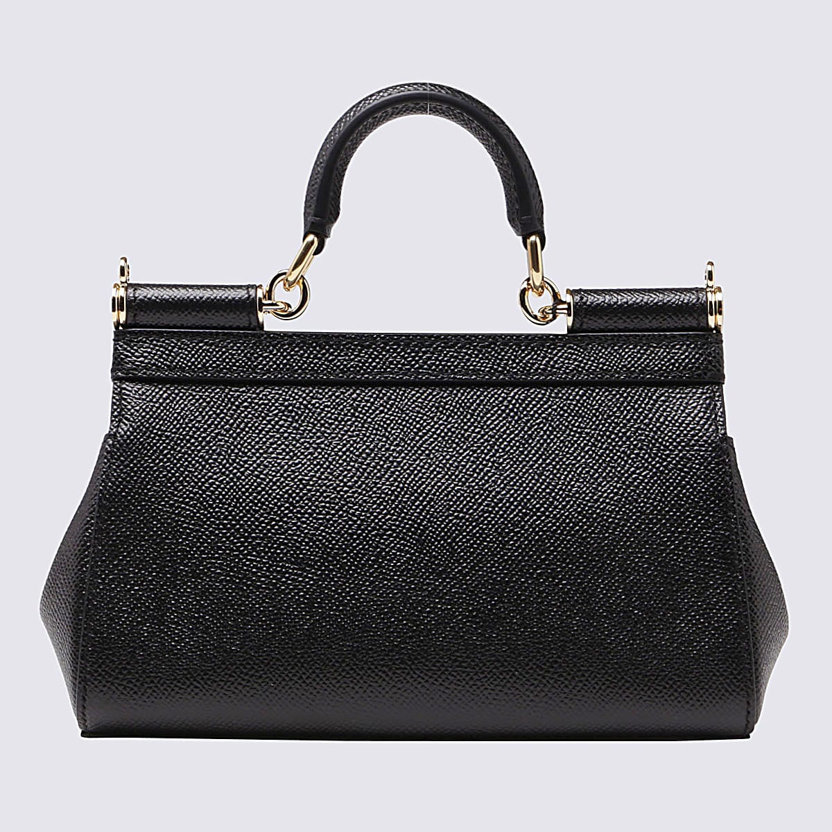 DOLCE & GABBANA BLACK LEATHER SMALL SICILY BAG 