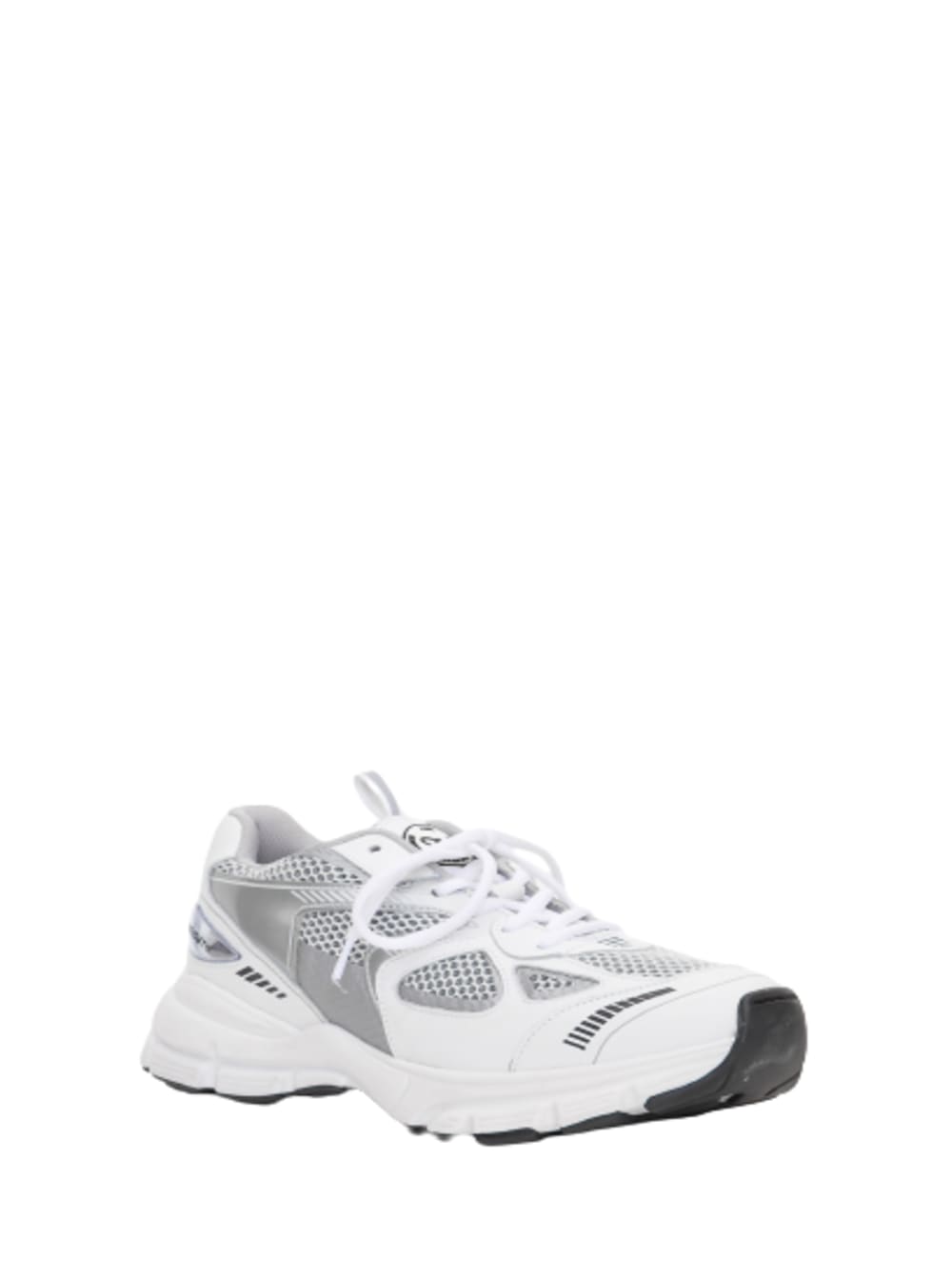 Shop Axel Arigato Marathon Runner Silver And White Sneakers Wth Logo In Leather Blend Man