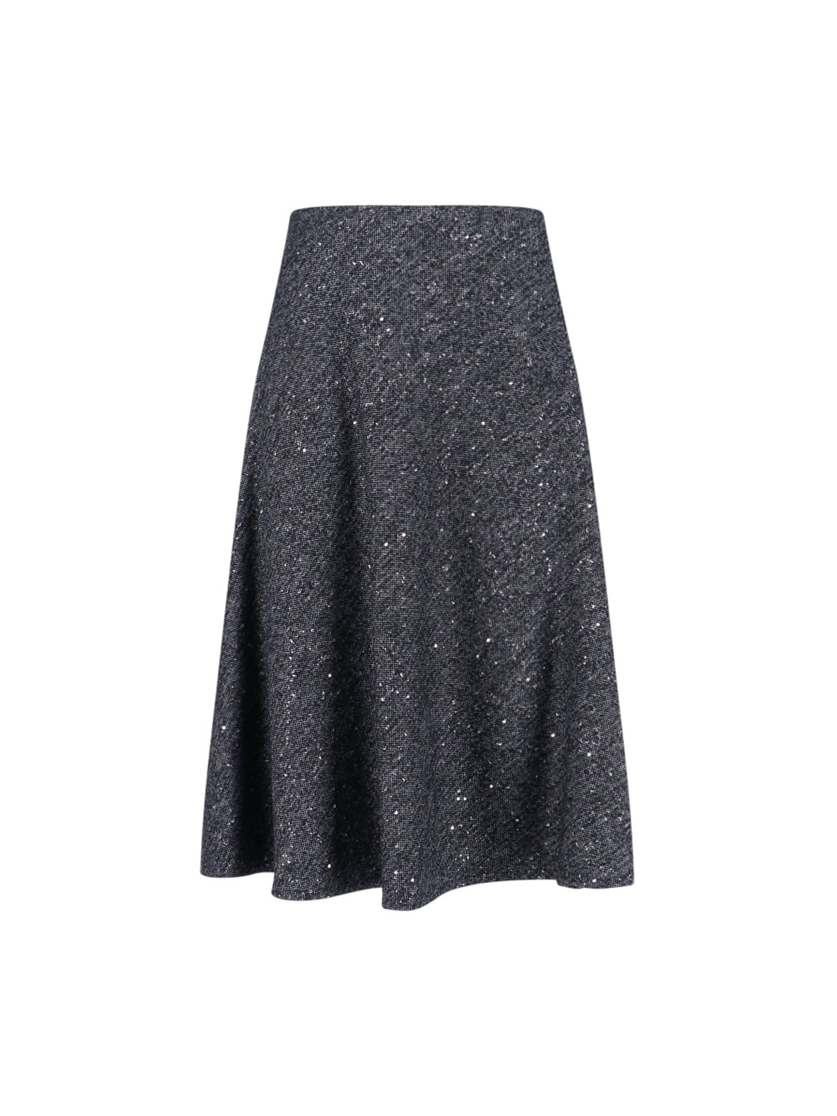 Tagliatore Flared Grey Skirt With Textured Fabric And Sequined Detail In Gray