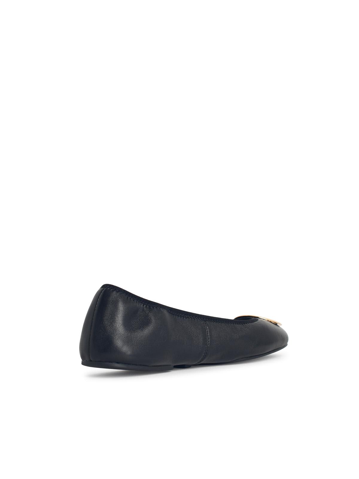 Tory Burch Logo-plaque Leather Ballet Flats In Black