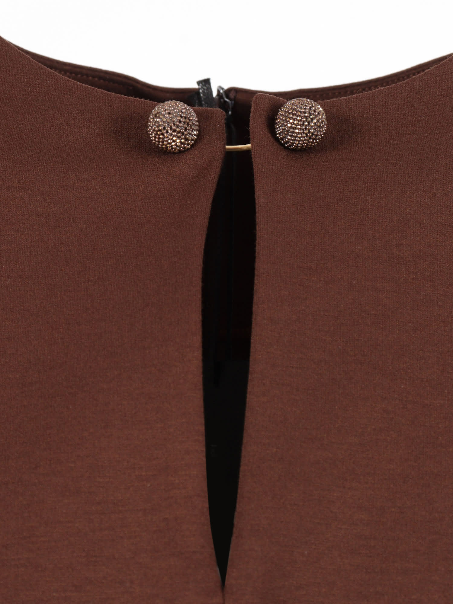 Fabiana Filippi Milano Stitch Jersey Fitted Dress With Piercing Detail In Brown