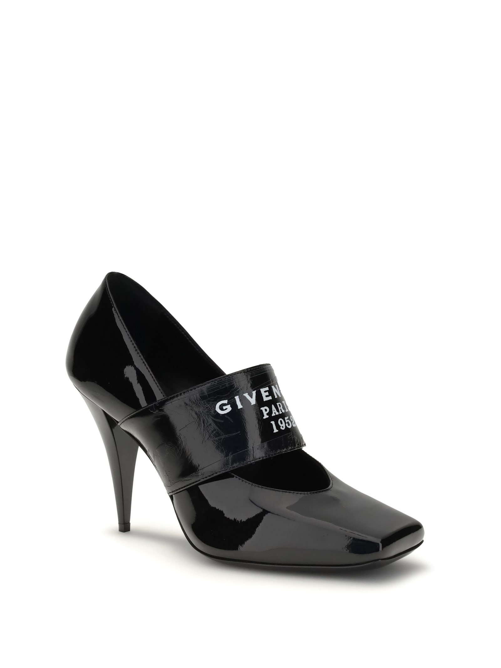 Givenchy Paris Logo Printed 1952 Square-toe Pumps In Black