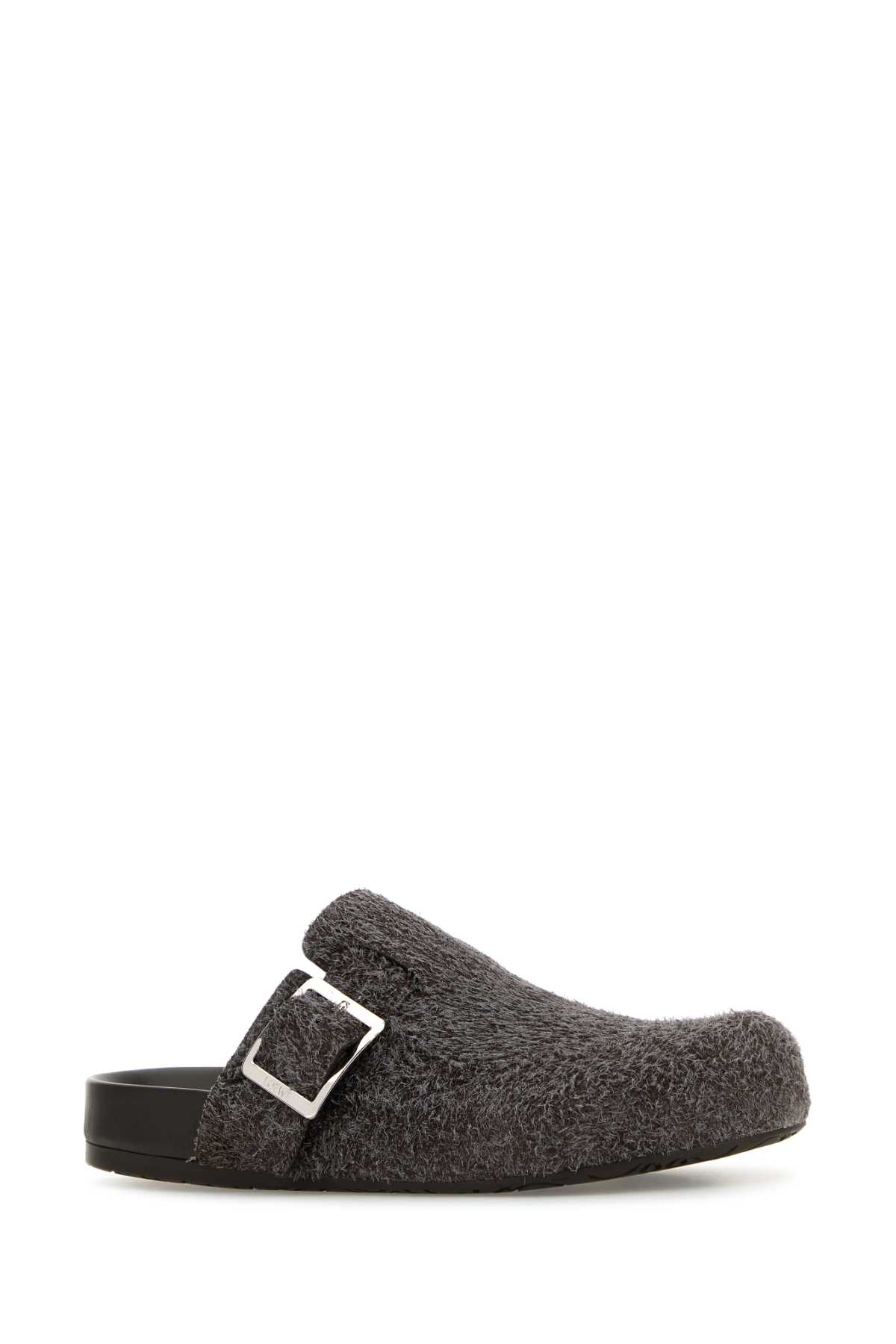 Loewe Mud Suede Ease Buckle Slippers In Darkbrown