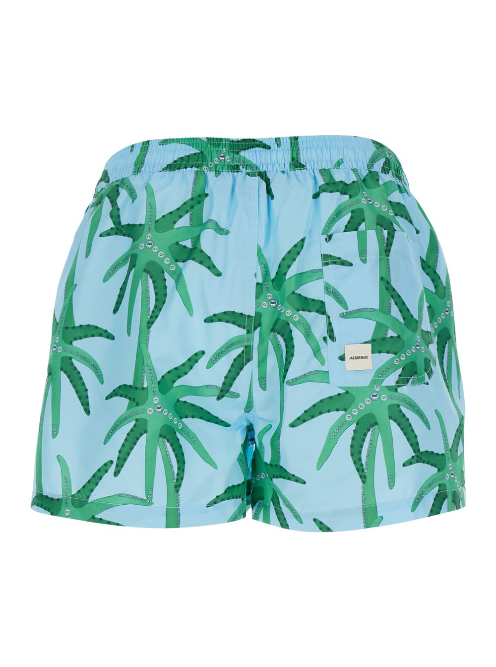 Jacquemus Le Maillot Puntini Light Blue Swimsuit With Elastic Waist And All-over Print In Tech Fabric Man In Light Blue