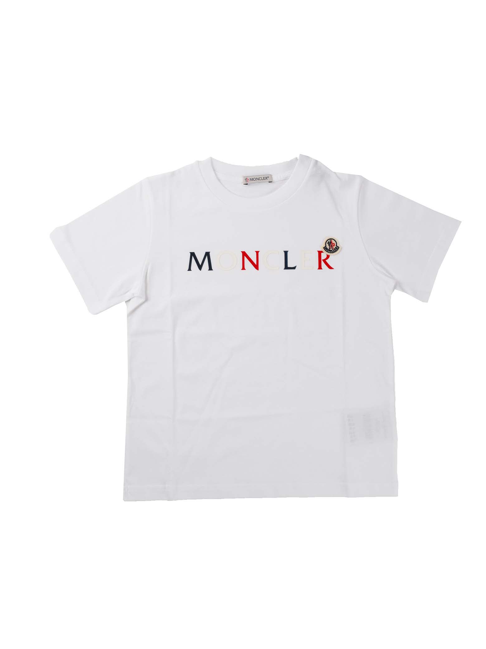 Moncler White Half-sleeve T-shirt With Logo