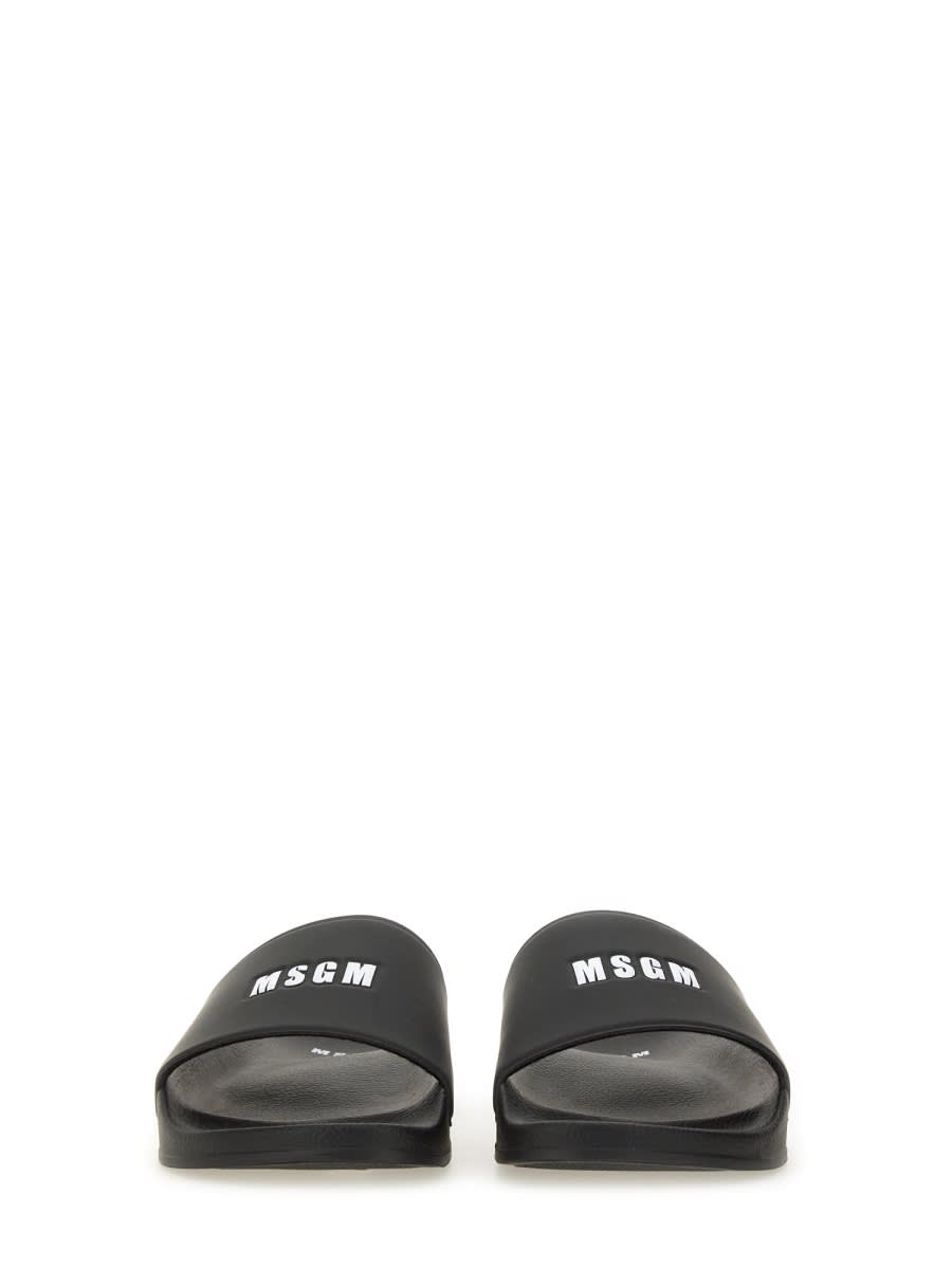 Msgm Slide Sandal With Logo In Black
