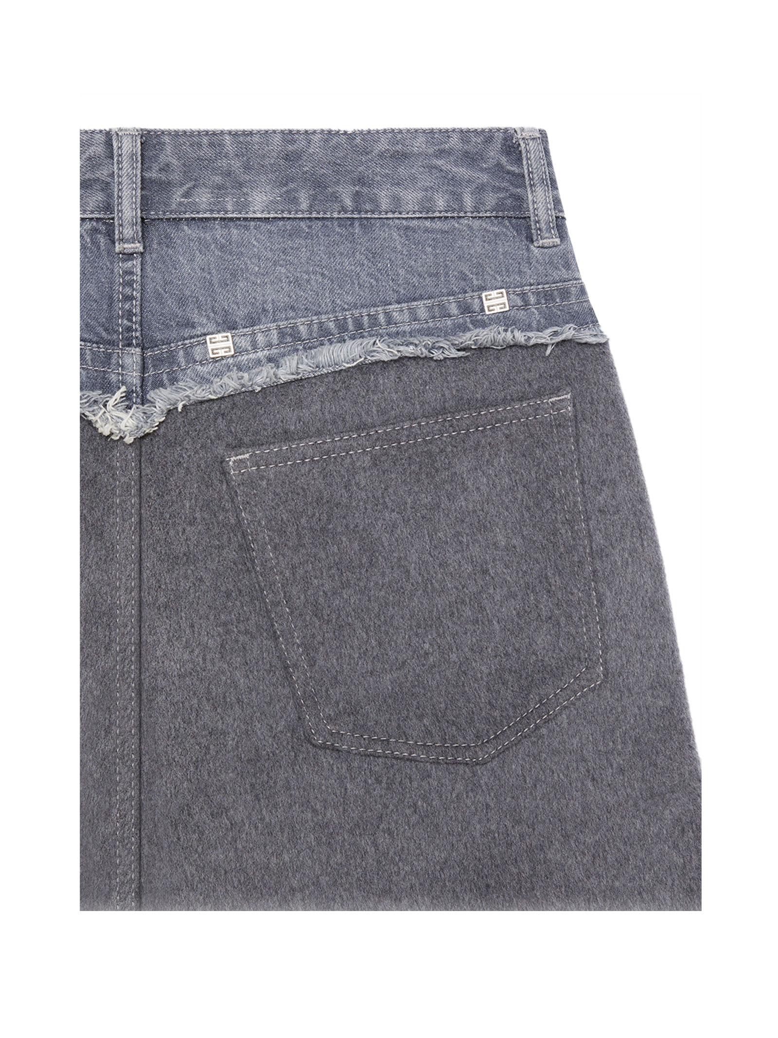 Shop Givenchy Oversized Jeans In Denim And Flannel Blend In Grey