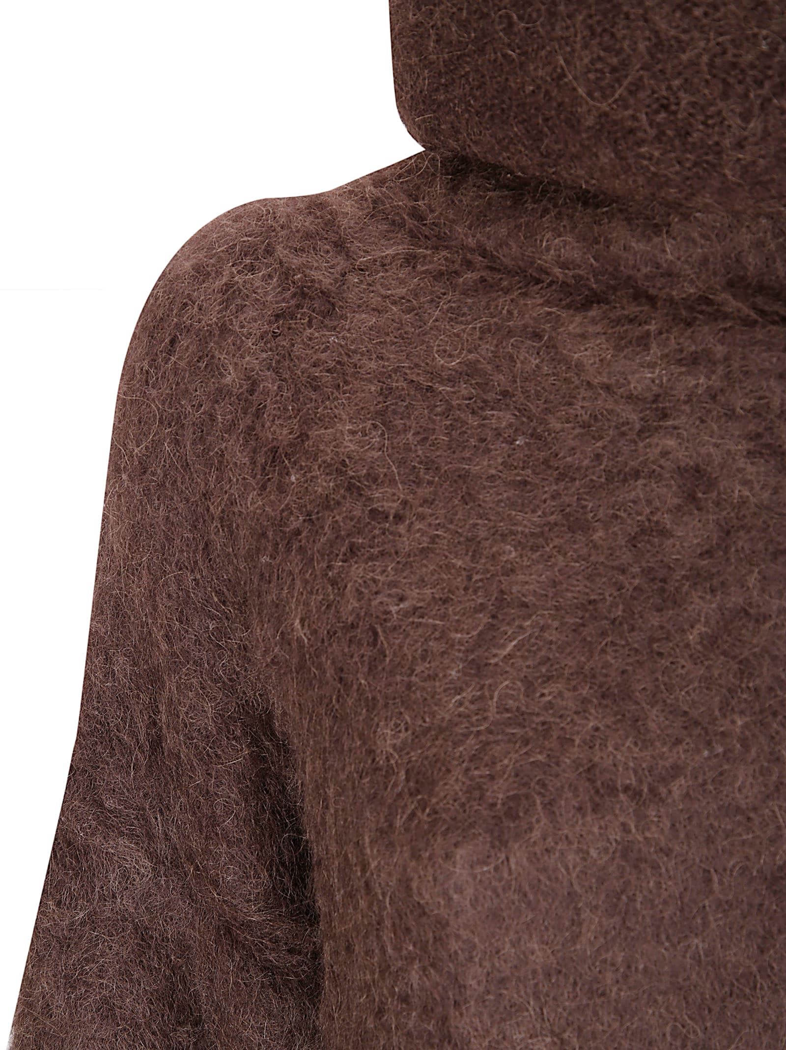 Uma Wang Soft Alpaca High Neck Oversized Knit Sweater In Brown