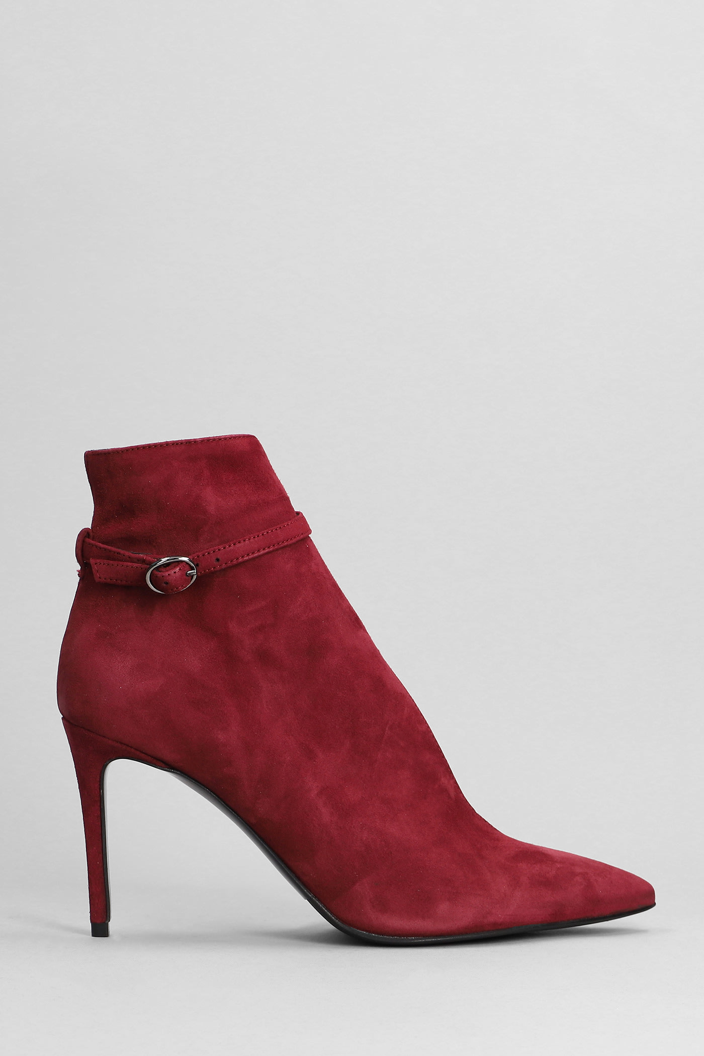 High Heels Ankle Boots In Bordeaux Suede