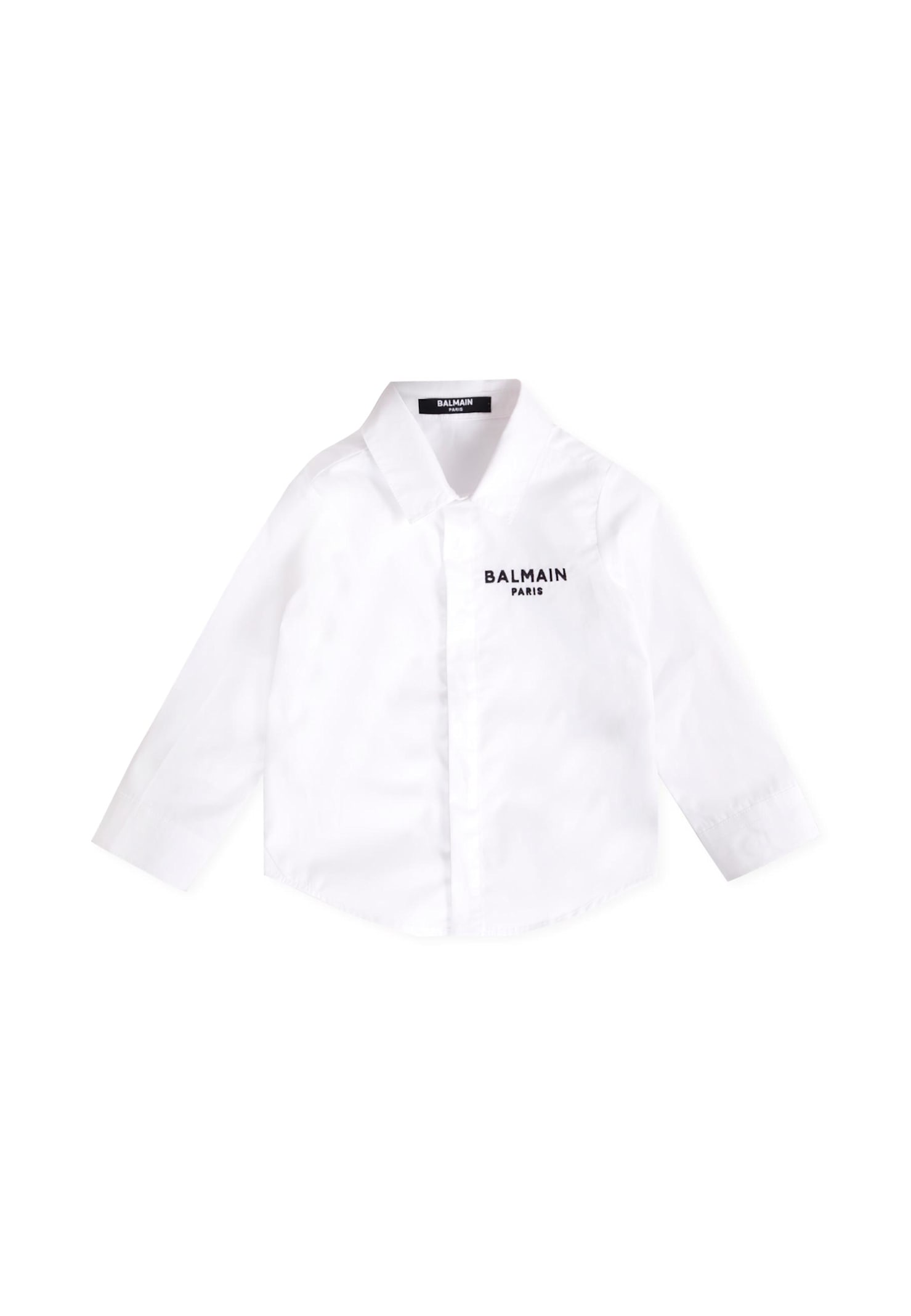 Balmain White Shirt For Baby Boy With Logo In White