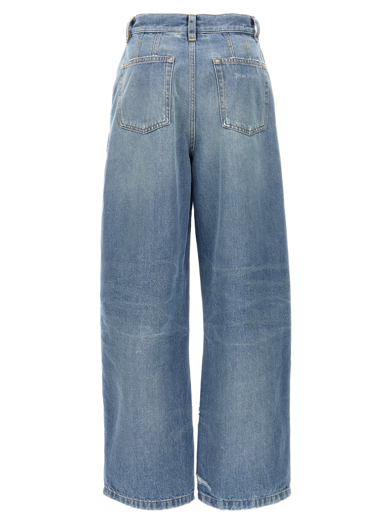 Shop Palm Angels Washed Logo Jeans In Light Blue