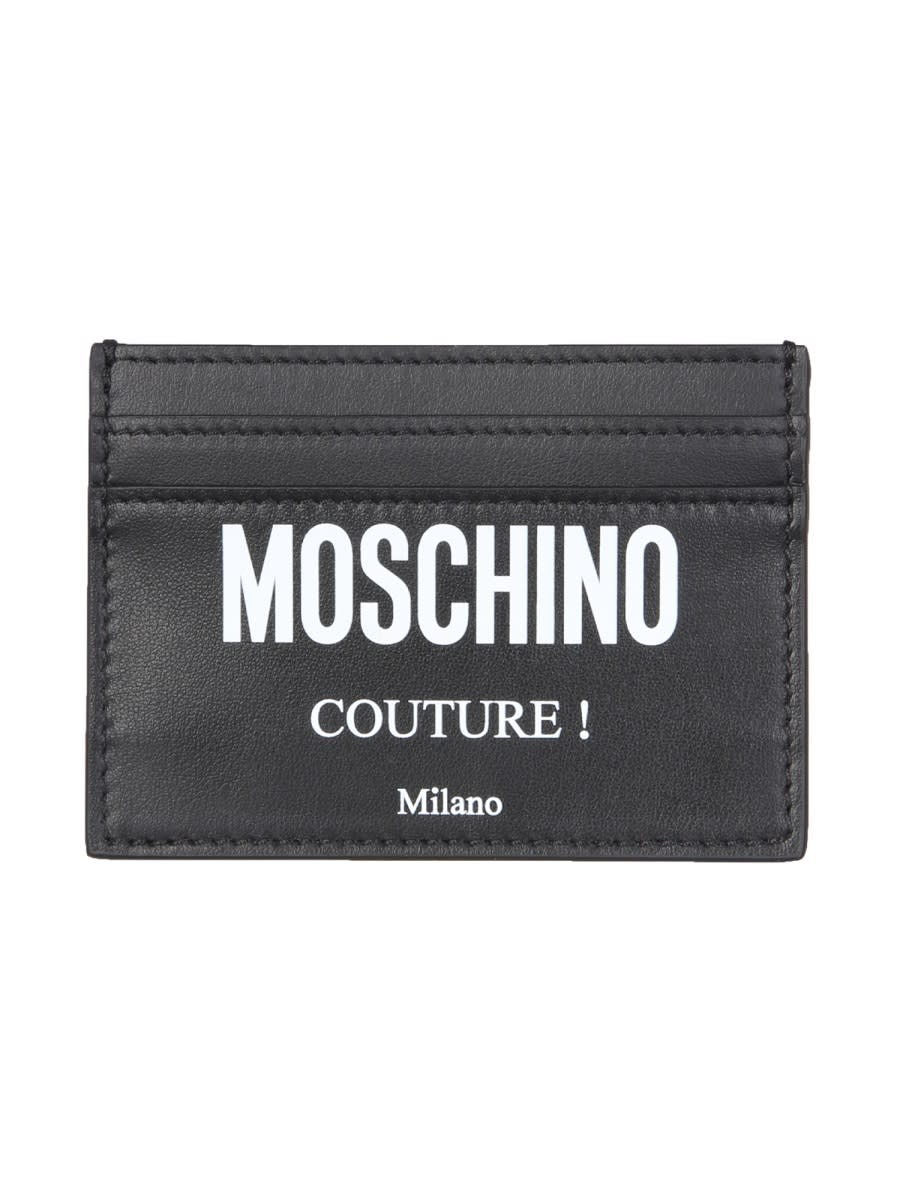 Shop Moschino Card Holder With Logo In Black