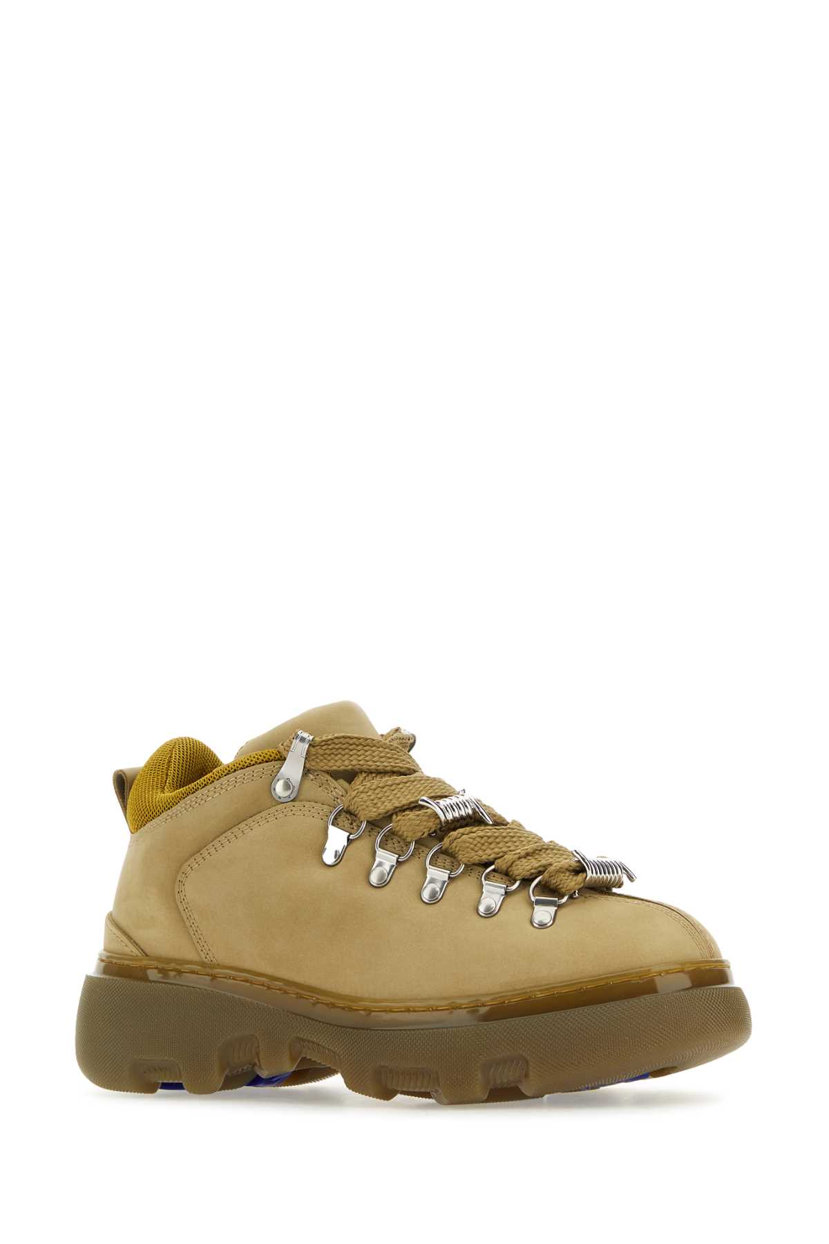 Shop Burberry Biscuit Leather Sneakers In Taupe
