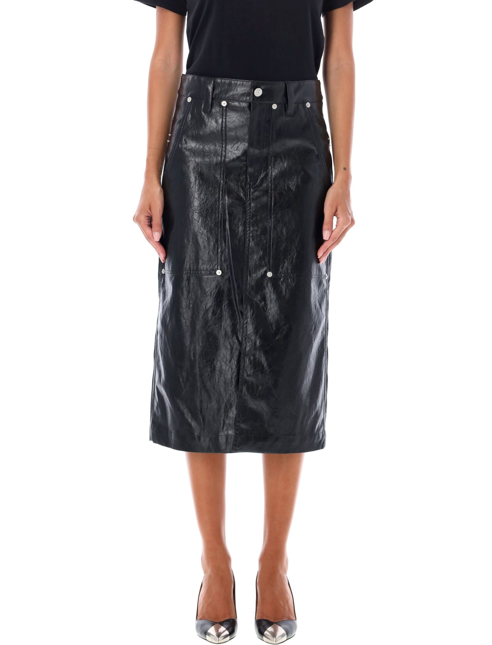 Shop Isabel Marant Angele Midi Skirt In Black