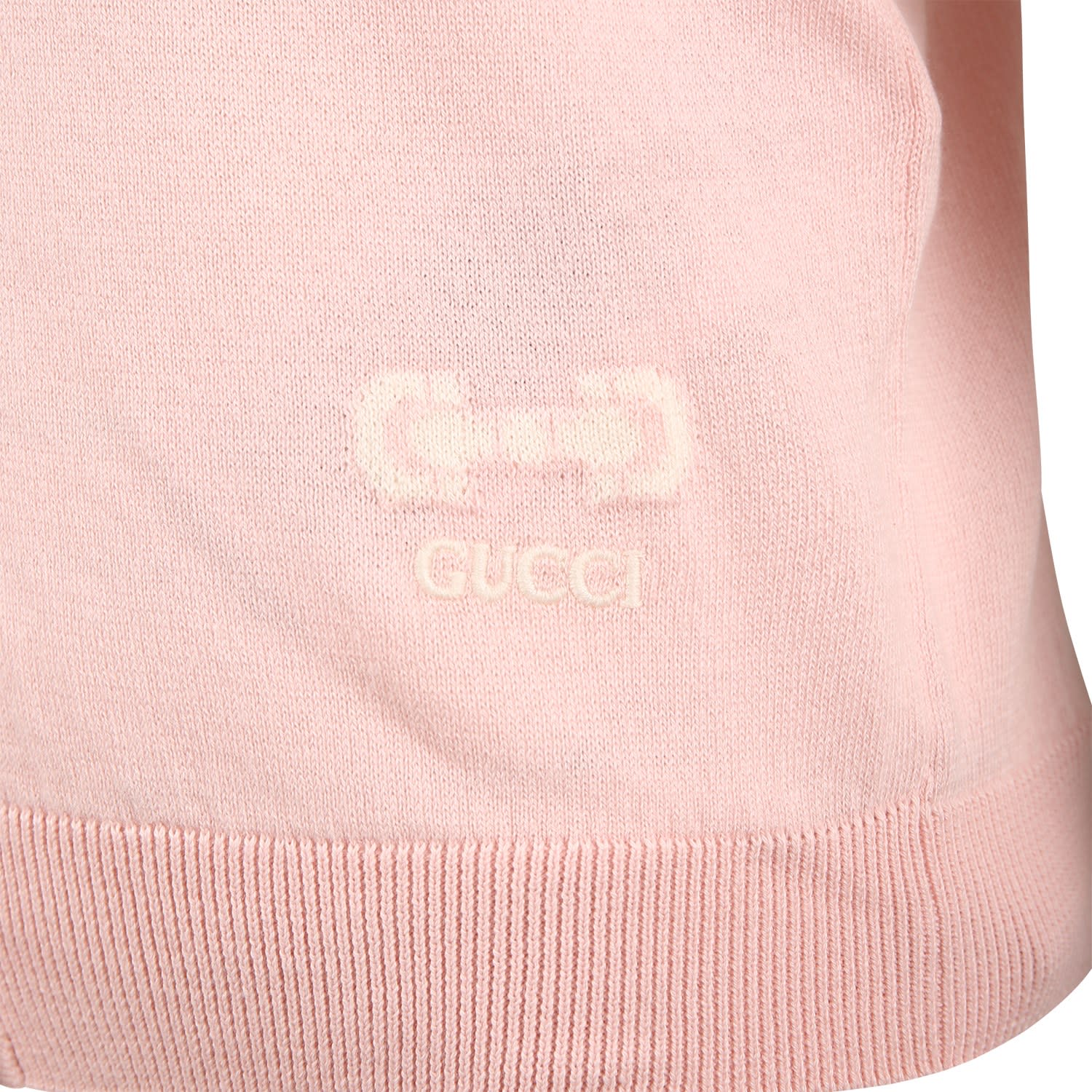 Shop Gucci Pink Cardigan For Girl With Logo