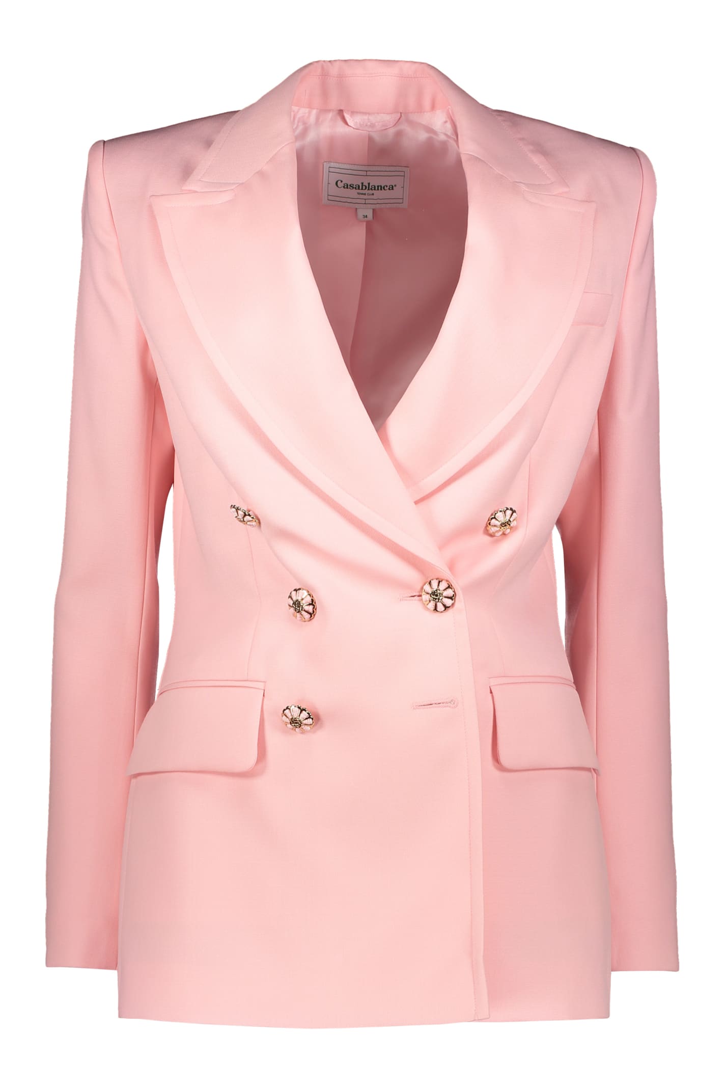 Shop Casablanca Double Breasted Blazer In Pink