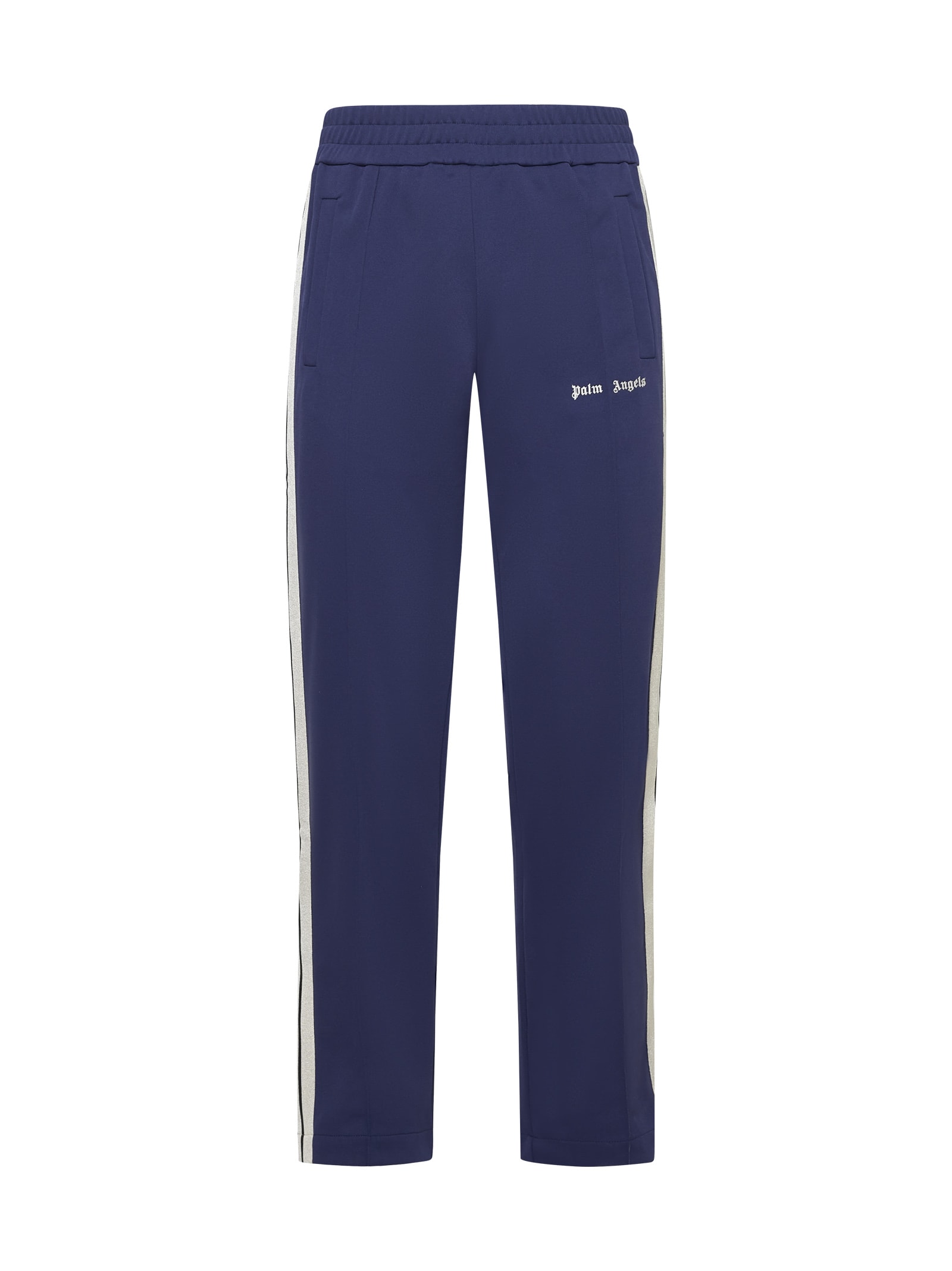 Shop Palm Angels Pants In Navy Blue Off White