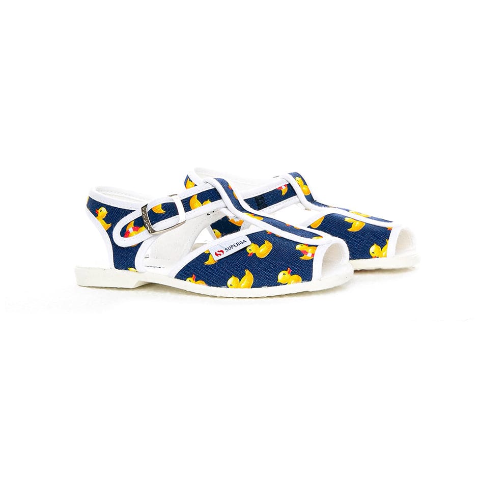 Mc2 Saint Barth Kid Sandal With Duck Print Superga® Special Edition In Blue
